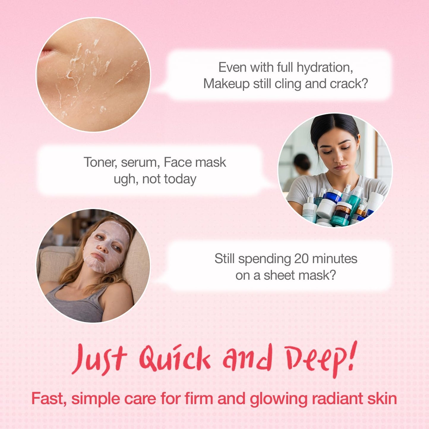 Quick & Deep Bubble Serum - 3-in-1 Collagen Skincare Formula for Radiant Skin | Hydrating Micro-Bubble, 3.28 fl oz