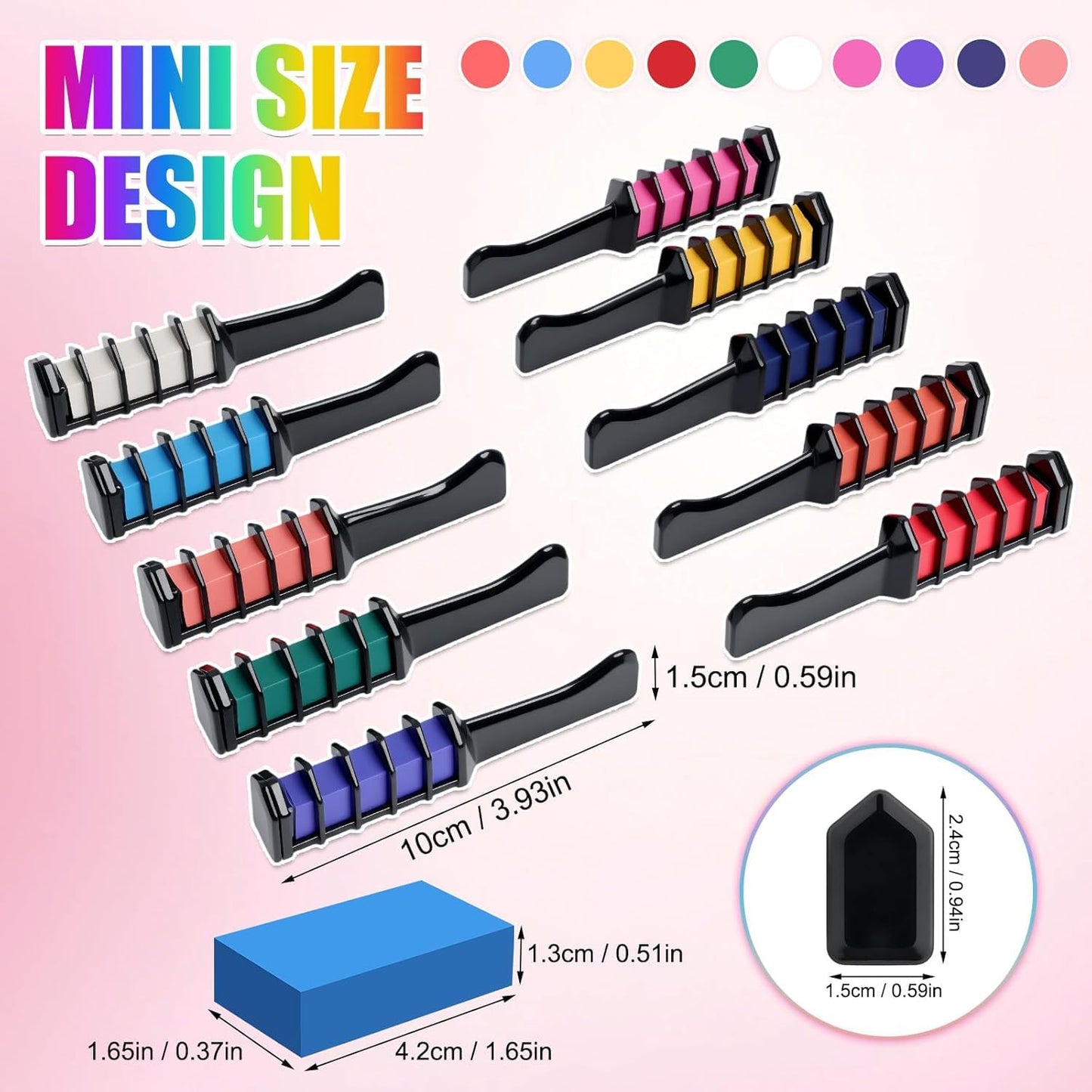 Vibrant Temporary Hair Chalk Combs - 10 Festive Colors | Washable & Quick Dry for Parties