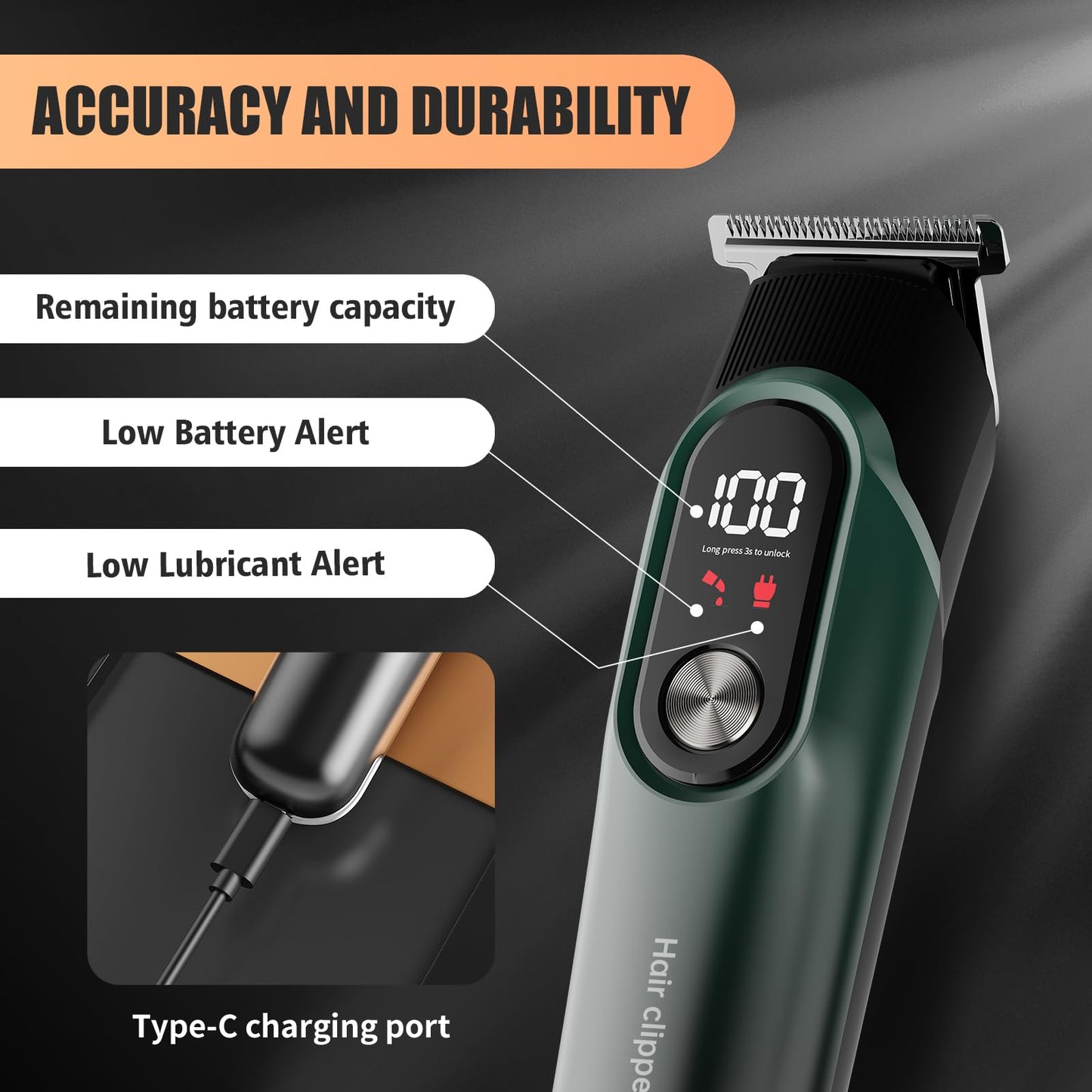 RUIBO Beard Trimmer for Men, 5-in-1 Cordless Hair Clipper Kit with Foil Razor, Waterproof Body, Nose & Ear Groomer, Precision Trimming for Beard, Hair & Body Care (Green)