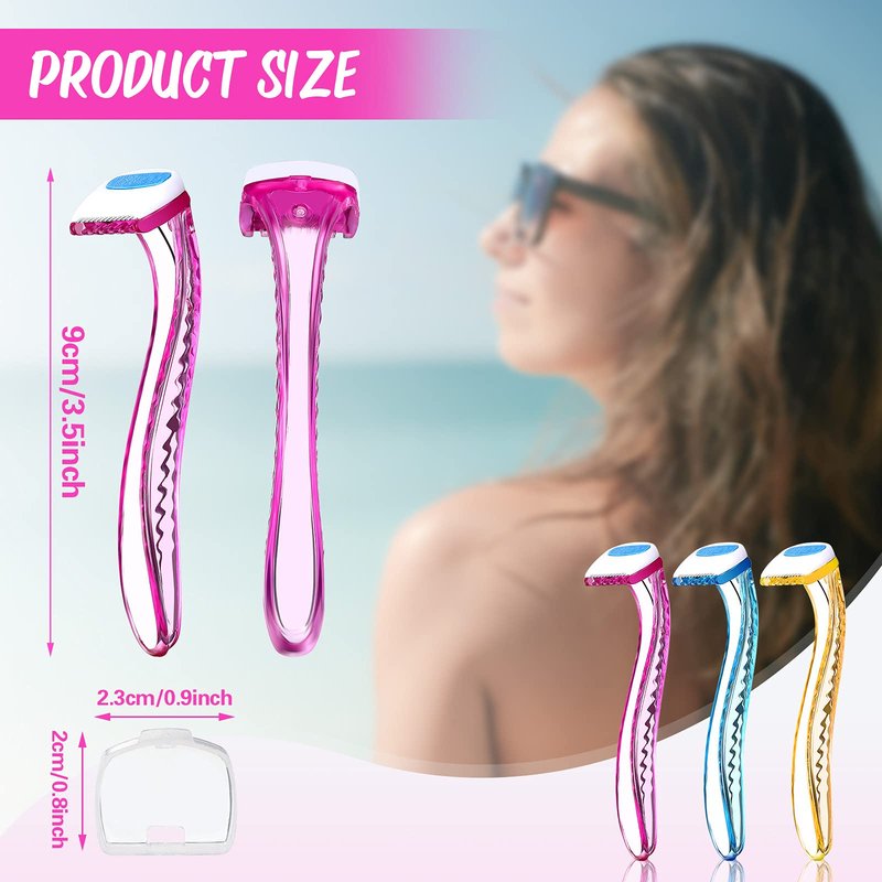 Honoson 16 Pcs Women's Disposable Bikini Razors, Sensitive Skin Shaving Kit with Protective Cover, Precision Trimmer for Beginners, Painless Hair Removal Travel & Gift Set(Rose Red, Blue, Yellow)