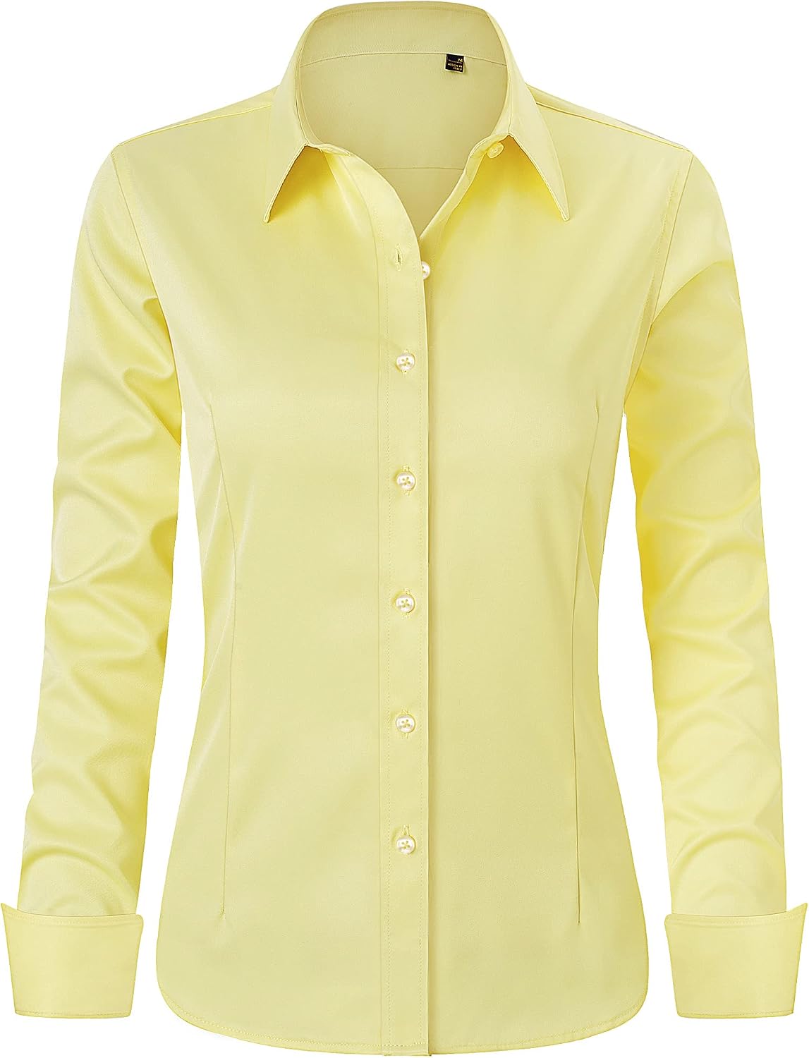 J.VER Women's Long Sleeve Dress Shirt - Wrinkle-Free Business Casual Blouse for Office Work