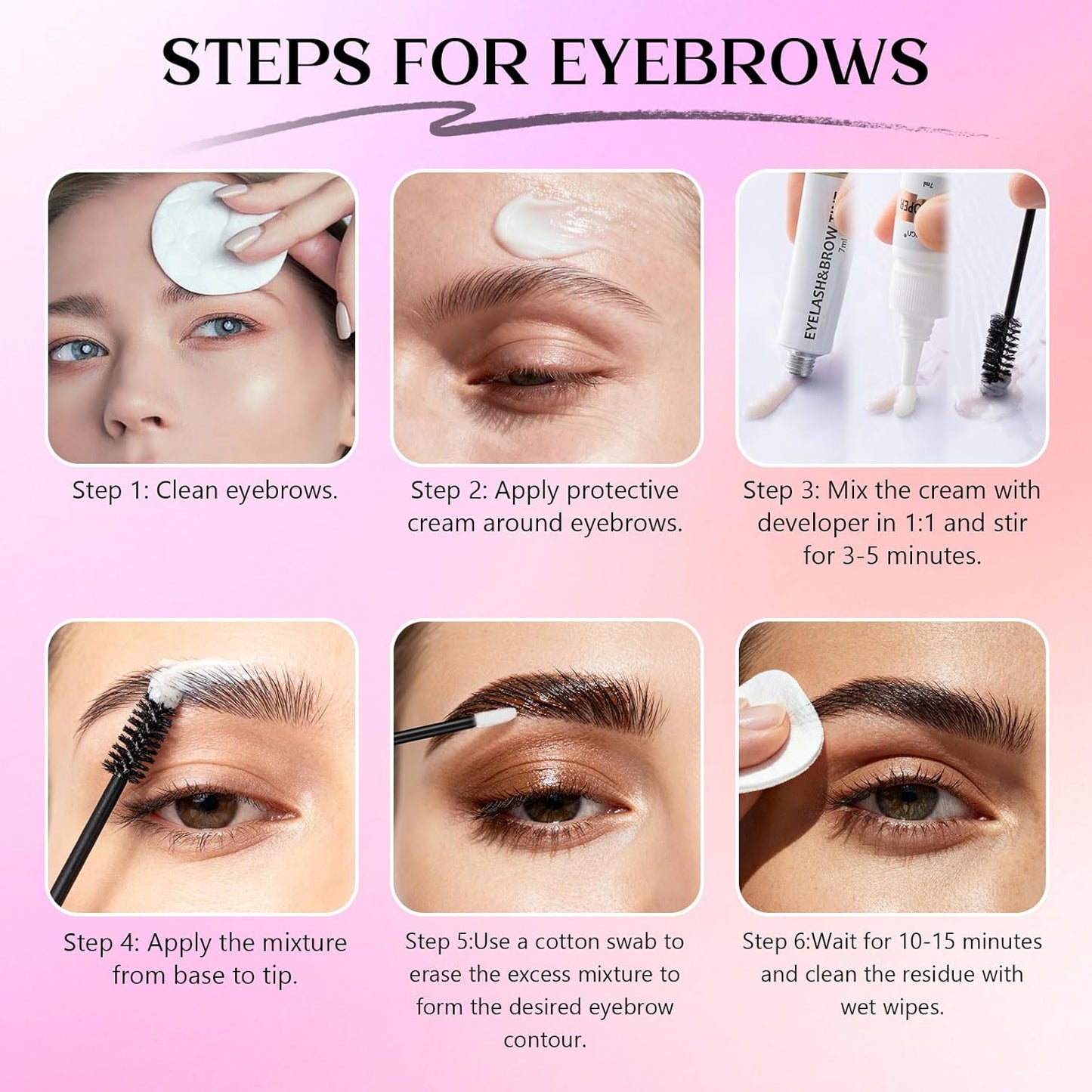 Eyebrow Color Kit - Black Eyelash & Brow Coloring Set for Natural Bushy Results | 7ml Professional Use