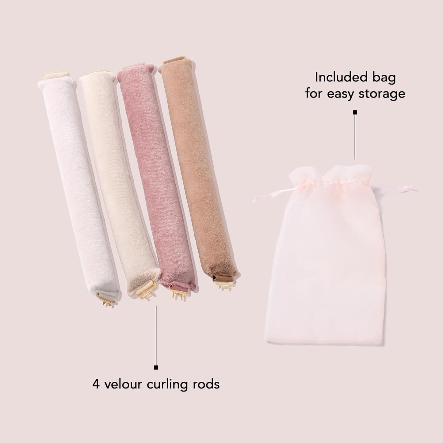Volumizing Hair Rods - No Heat Overnight Curlers for Long & Medium Hair | 4 Pack, 10.5" Length