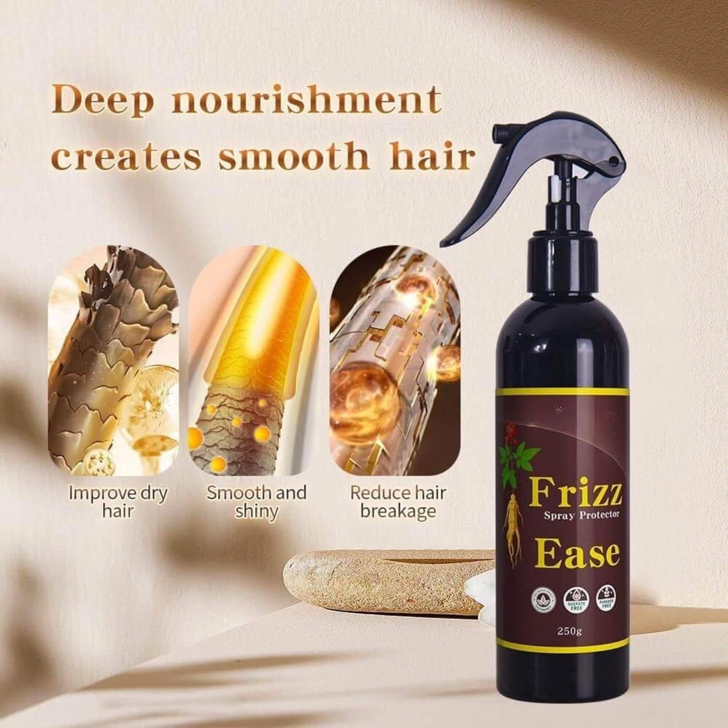 Frizz Spray Protector for Damaged Dry Hair - 250g | Anti-Frizz Treatment