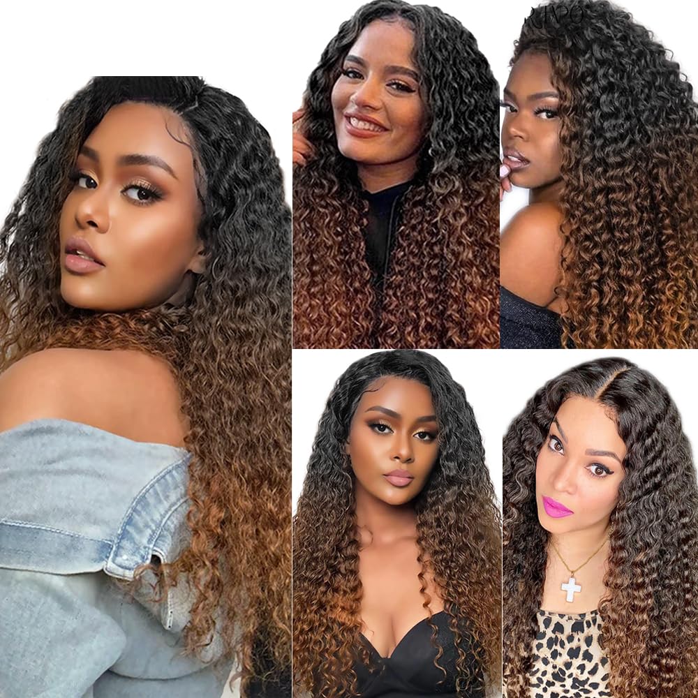 1B430 Deep Wave Bundles Human Hair Chocolate Brown Bundles Human Hair 8A Brazilian Virgin Remy Hair 3 Bundles 28 30 32 Inch 4/30 Bundles Dark Brown Loose Wave Bundles No Tangle Hair Extensions