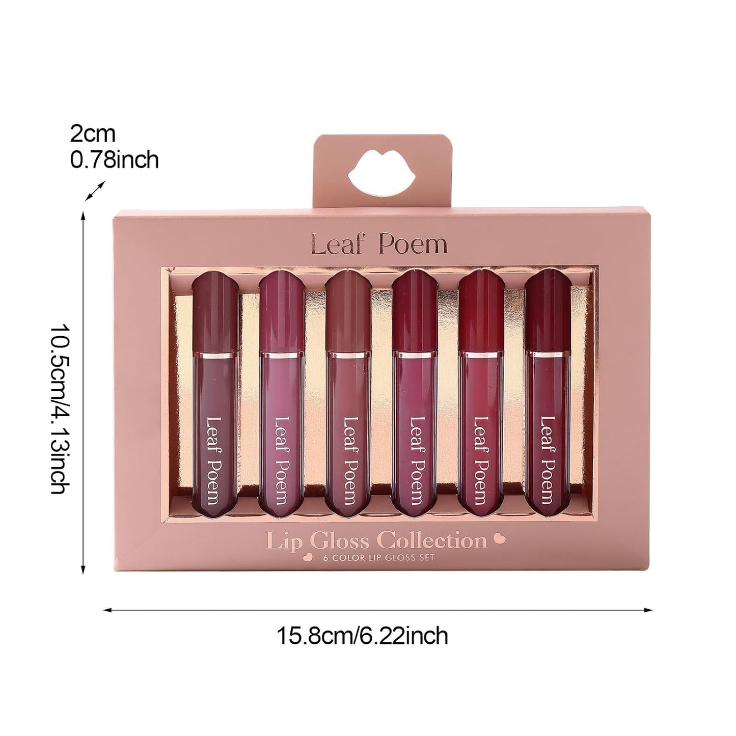 Lip Gloss Set - Non-Sticky Moisturizing Lipgloss with Soft Brush | 6-Piece Makeup Collection for Women