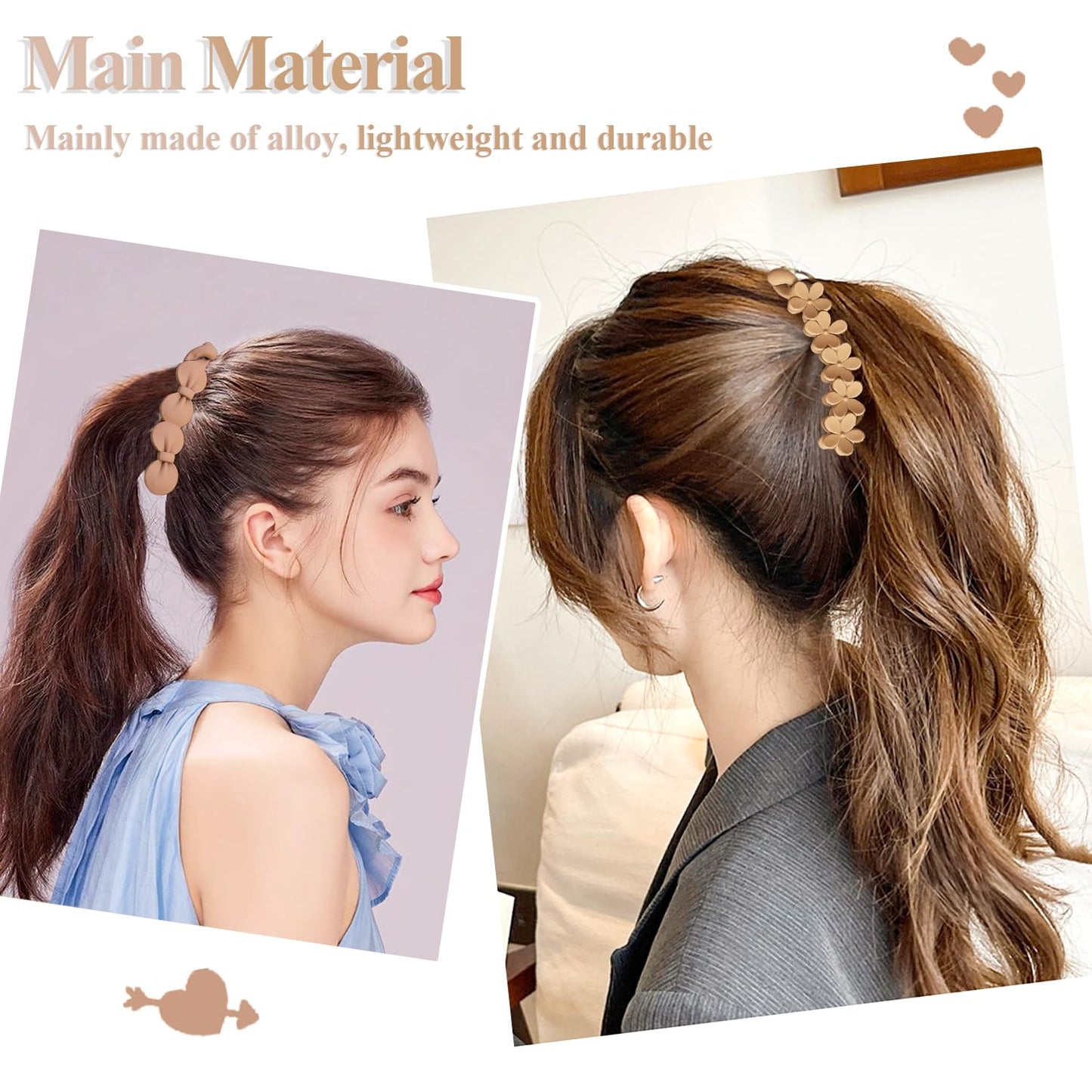 8 Pcs Bow Banana Clips Flower Banana Hair Clip Wavy Shape Large Claw Clips Matte Strong Hold Ponytail Holder Barrettes Styling Accessories for Women Girls Thick Thin Hair