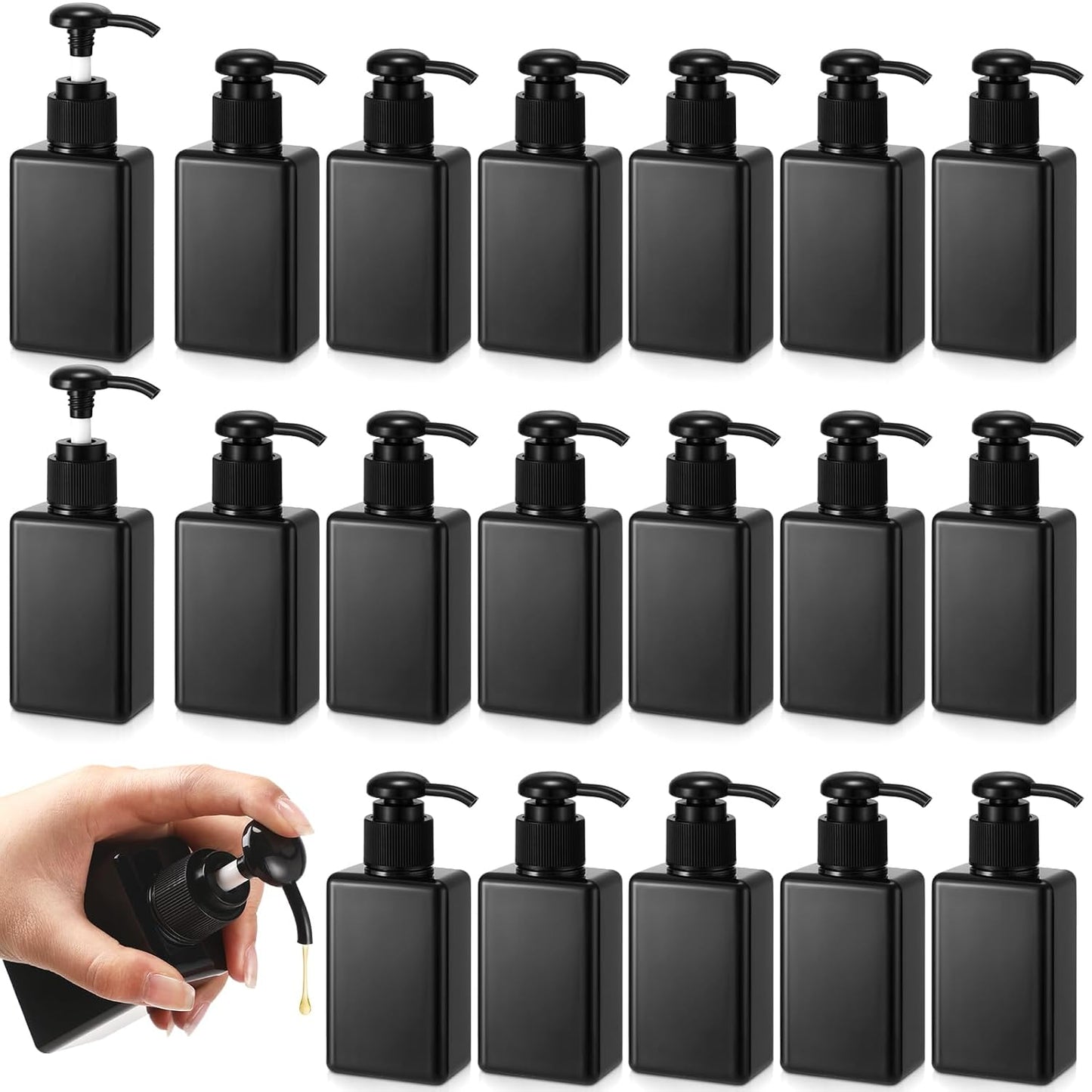 12 Pcs Mini Travel Pump Bottles - 100ml Plastic Dispenser Containers | Green & Brown