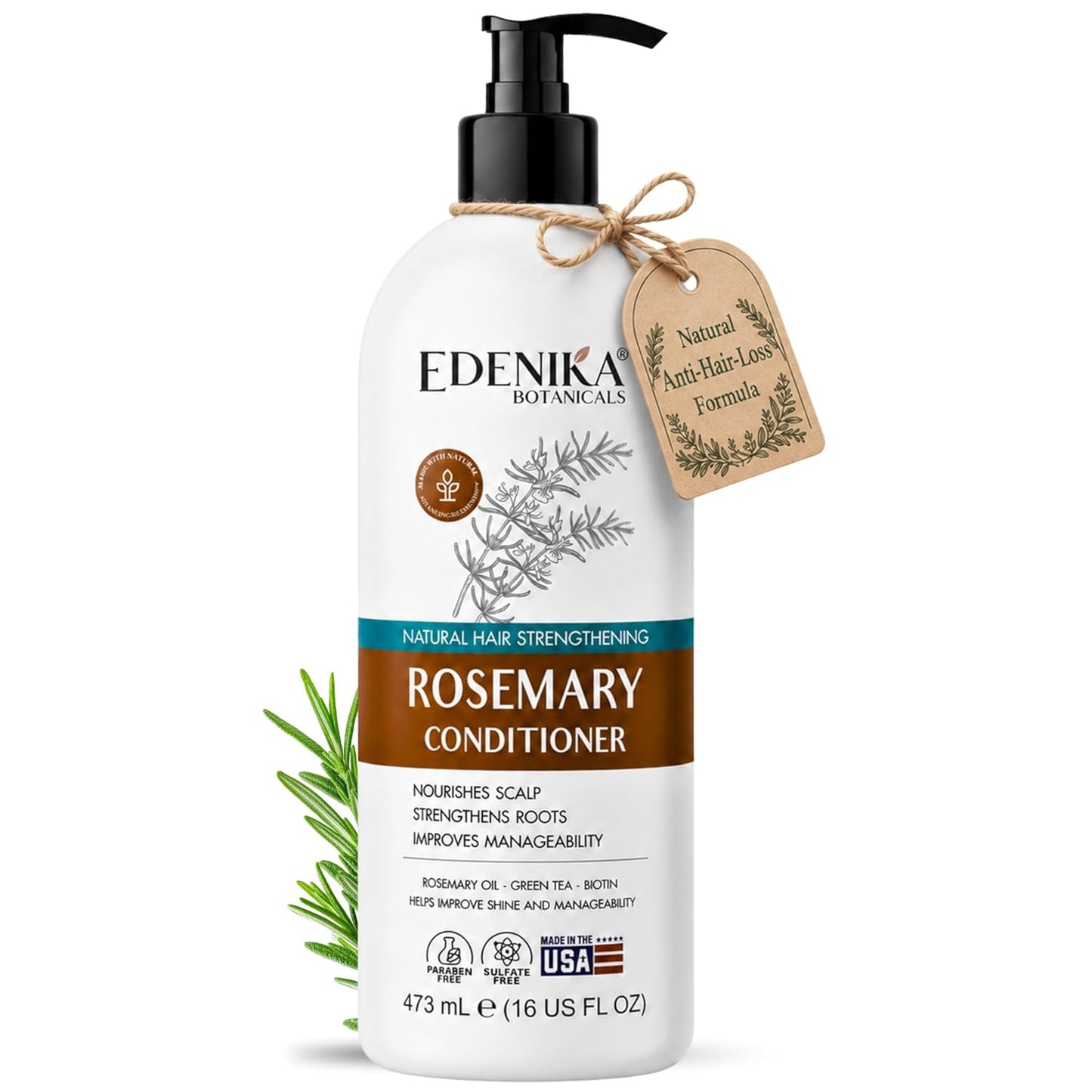 Rosemary Oil Shampoo - Biotin Formula for Thinning Hair | Sulfate-Free, Organic, 16 fl oz
