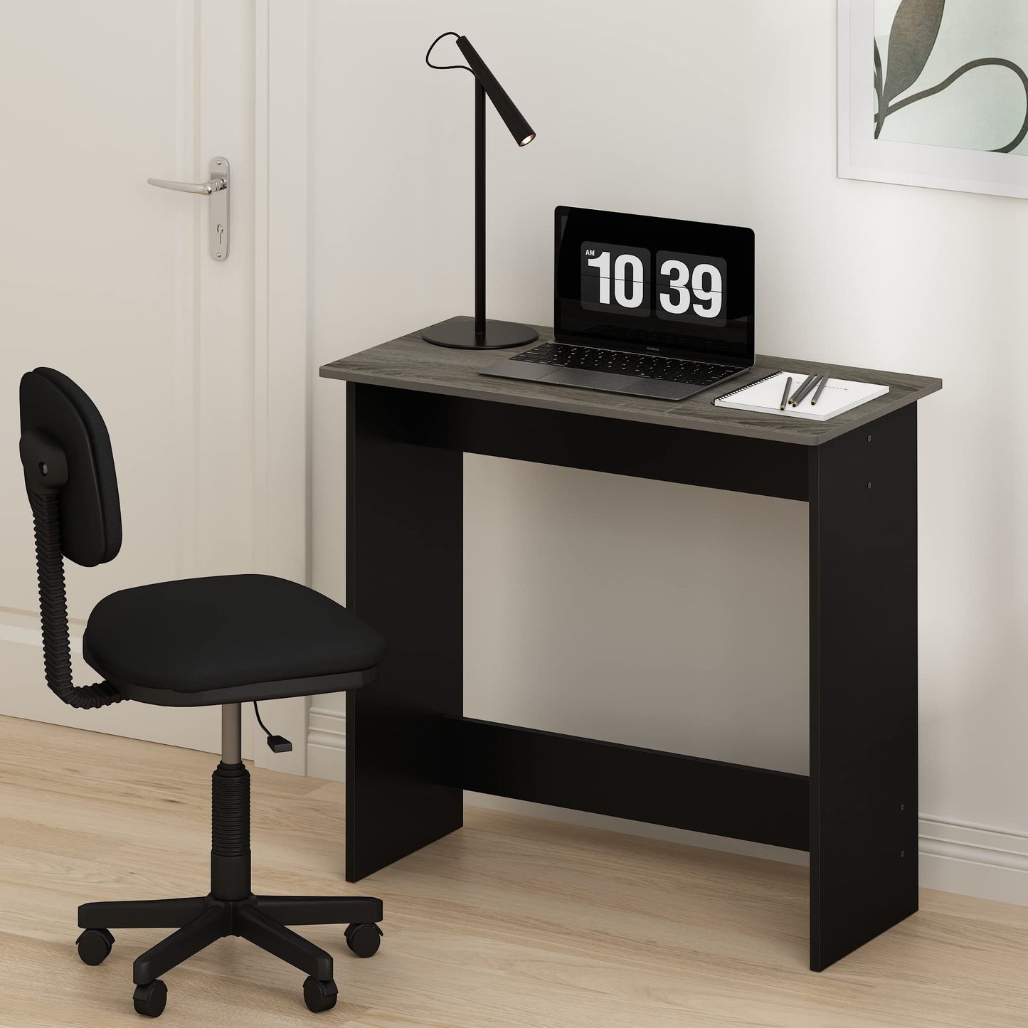 Furinno Simplistic Small Desk, 31.3" Wide Gaming Desk, Rectangular Computer Desk with Rounded Edges, Office Desk for Home Office, Bedroom, Study Room, Dorm, French Oak