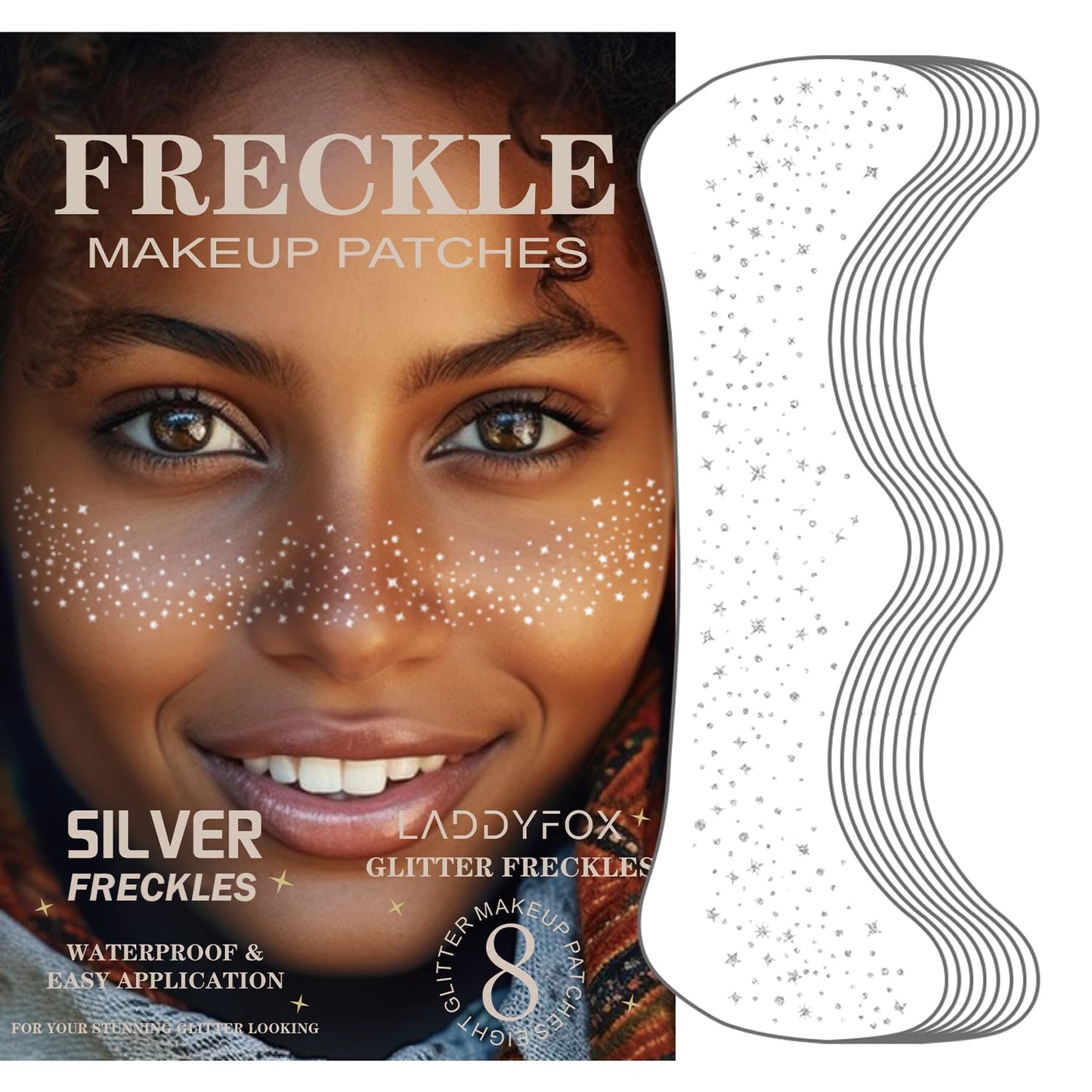 USA Flag Glitter Freckles - 8 Pcs Red, White & Blue Face Tattoos for 4th of July & Memorial Day