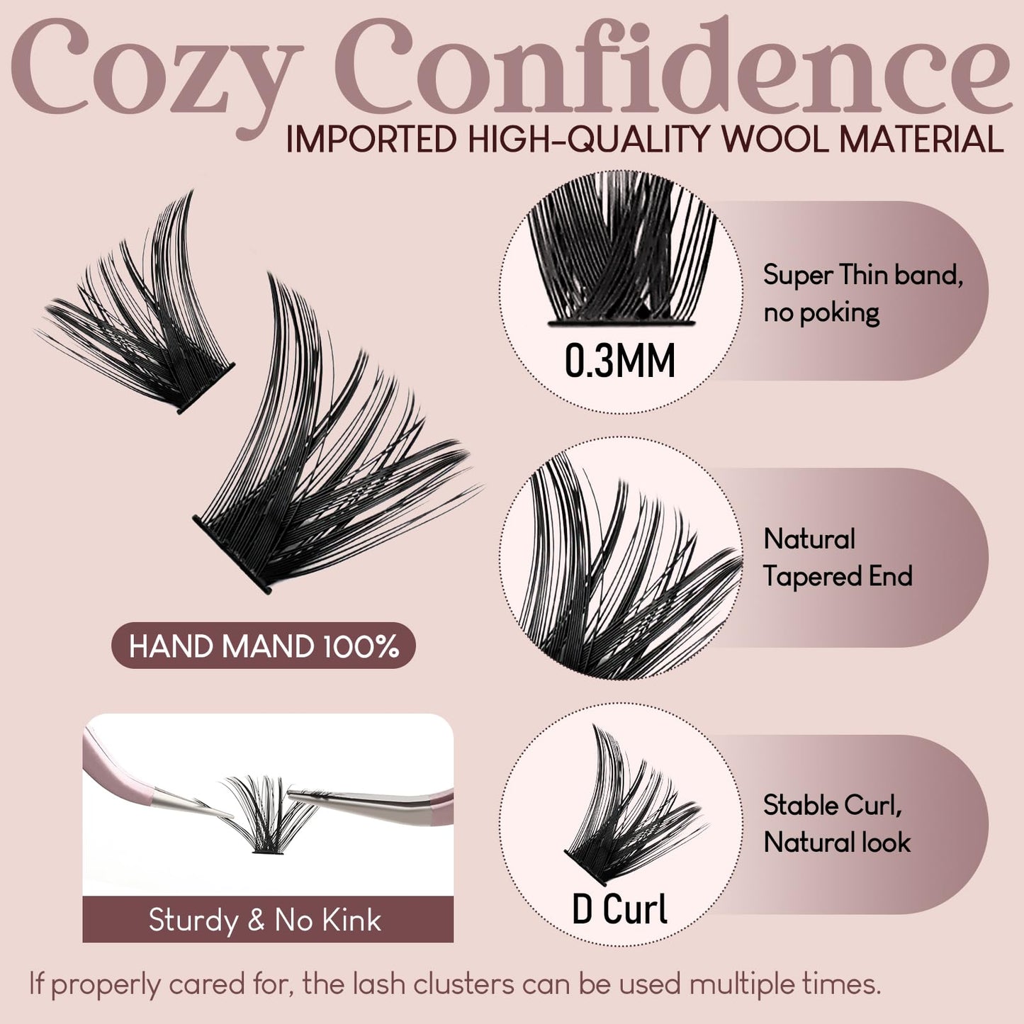 Azenlo Wispy Lash Clusters 30D+40D+60D+80D- 4 Styles 10-16mm DIY Eyelash Extensions, Natural Look Lightweight, Beginner Friendly Reusable 456pcs Individual Lashes for Everyday & Party Use