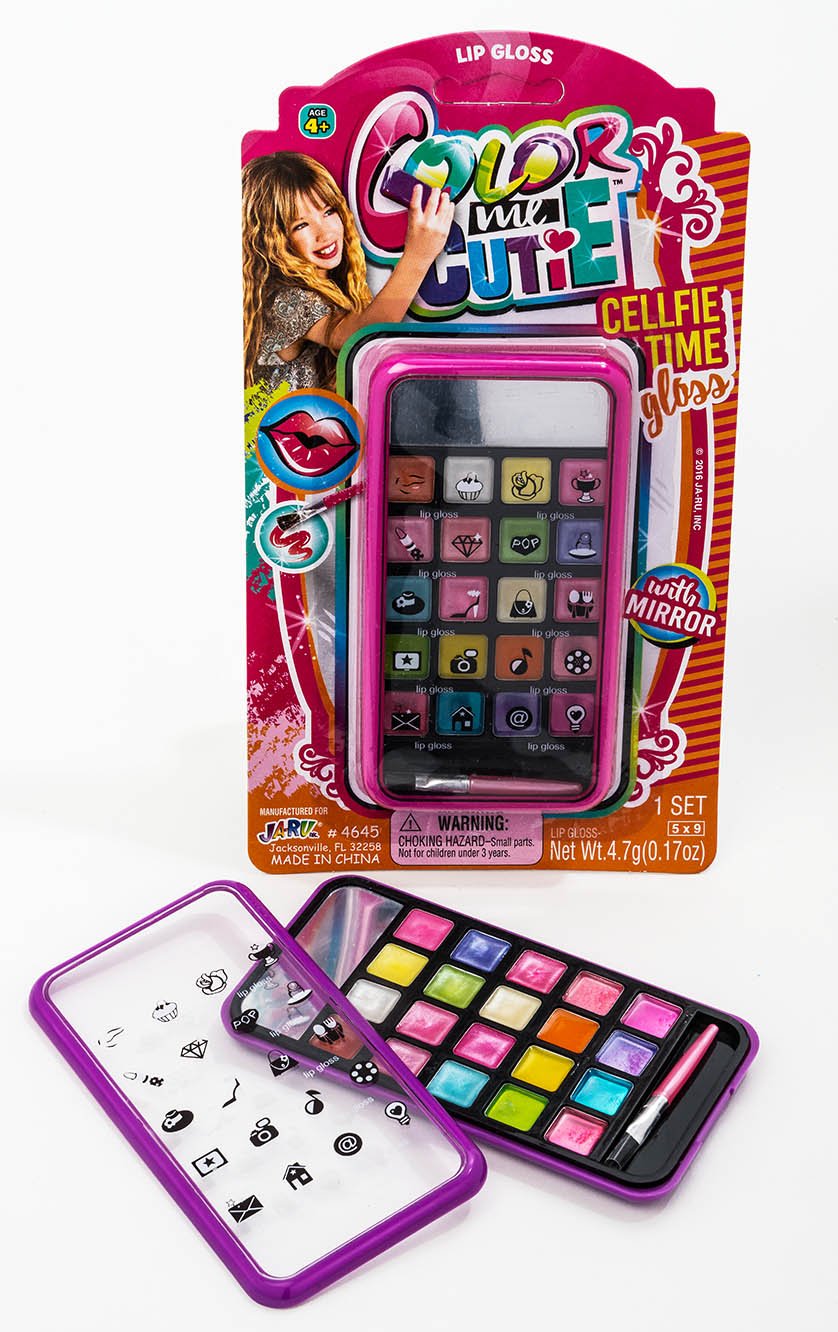 JA-RU Kids Makeup Beauty Toy Kit for Girls (1 Makeup Set) Cell Case with Mirror, Brush and Eyeshadow Palette. Real Washable & Non Toxic Cosmetic. Birthday Princess Party Gifts & Kids Toys. 4645-1