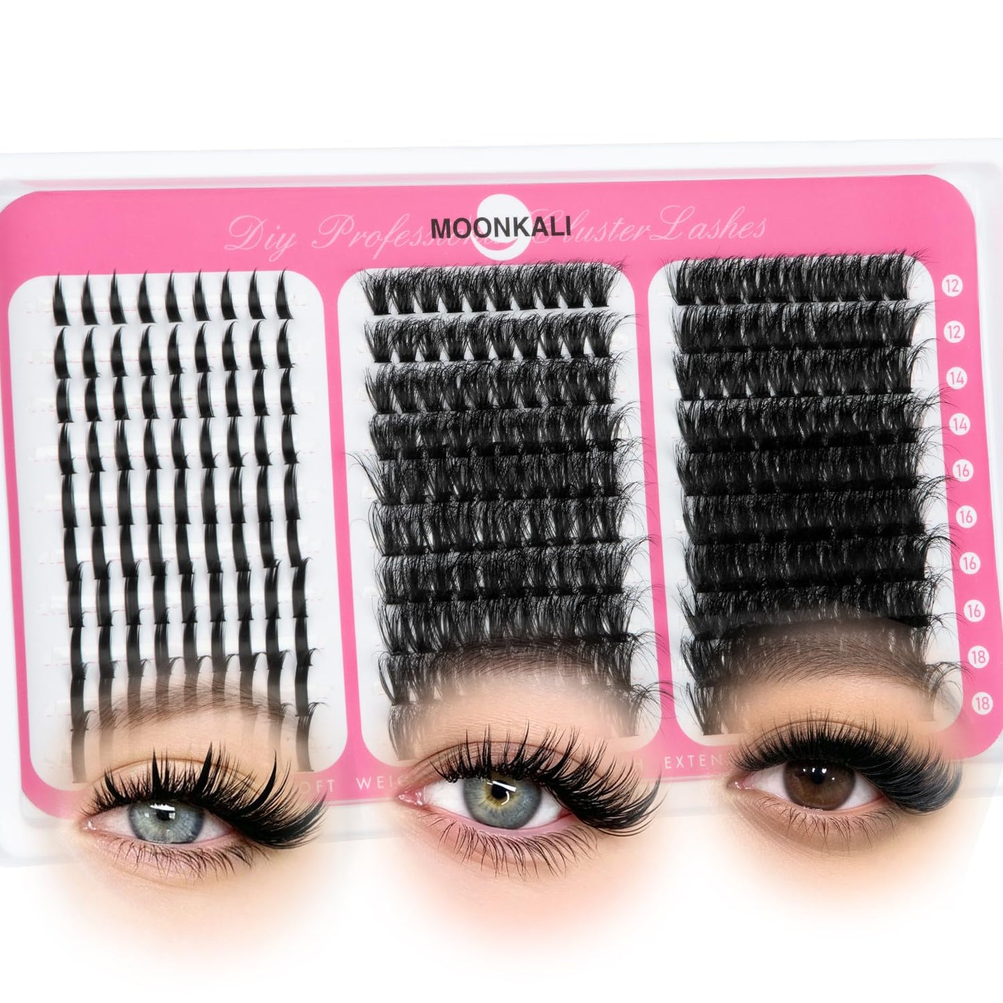 Lash Clusters - 3D Full Eyelash Extensions | Mix of 60D, 80D, 100D, 12-18MM, Waterproof, DIY Fake Mink