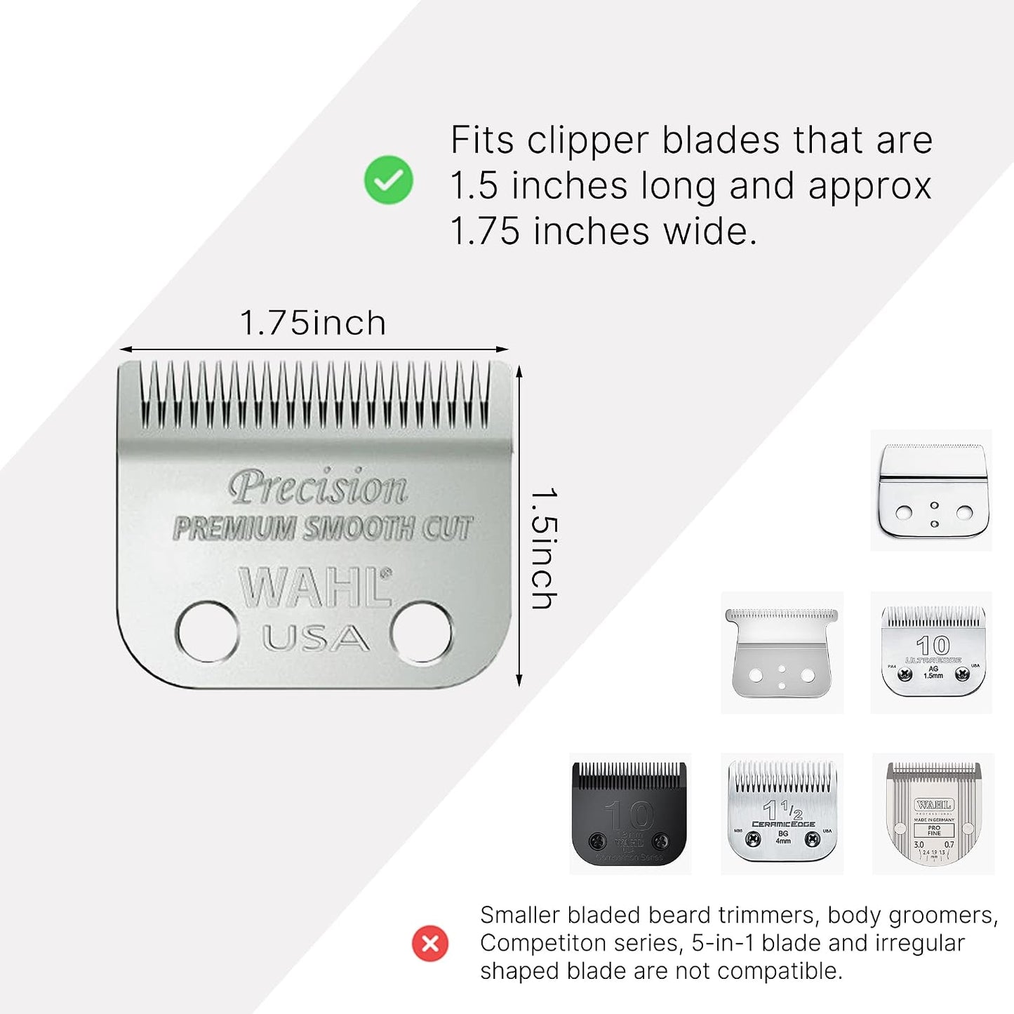Wahl Clipper Guards - Universal Hair Clipper Attachments Set | 6 Extra Long Sizes 2.5" to 1.25" (Gray)