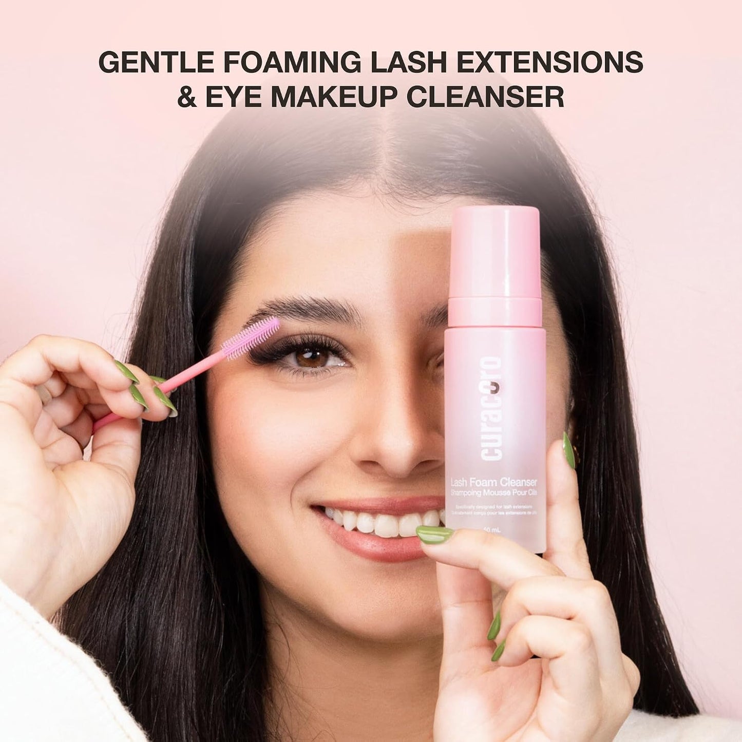 Curacoro Eyelash Extension Cleanser - Unscented Foam Shampoo for Sensitive Skin | 60ML, Removes Waterproof Makeup