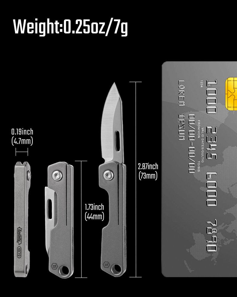 KeyUnity KK19 Small Pocket Knife, Lightweight Titanium Handle, Compact EDC Tool for Everyday Carry(Gray)