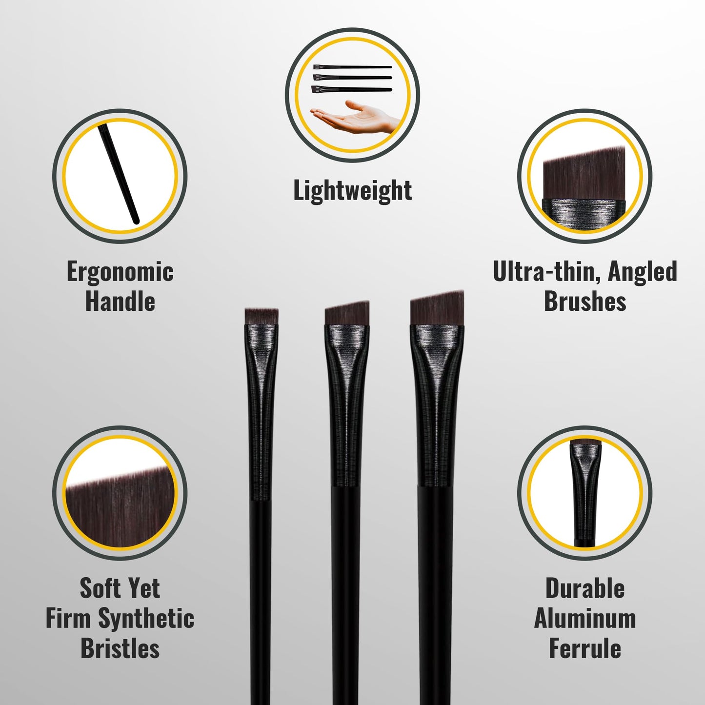 LIUDEX Eyeliner & Eyebrow Brush Set | Fine Angled, Slanted, Ultra-Thin Flat Makeup Brushes for Precision Gel & Brow Tinting with Soft Synthetic Hairs