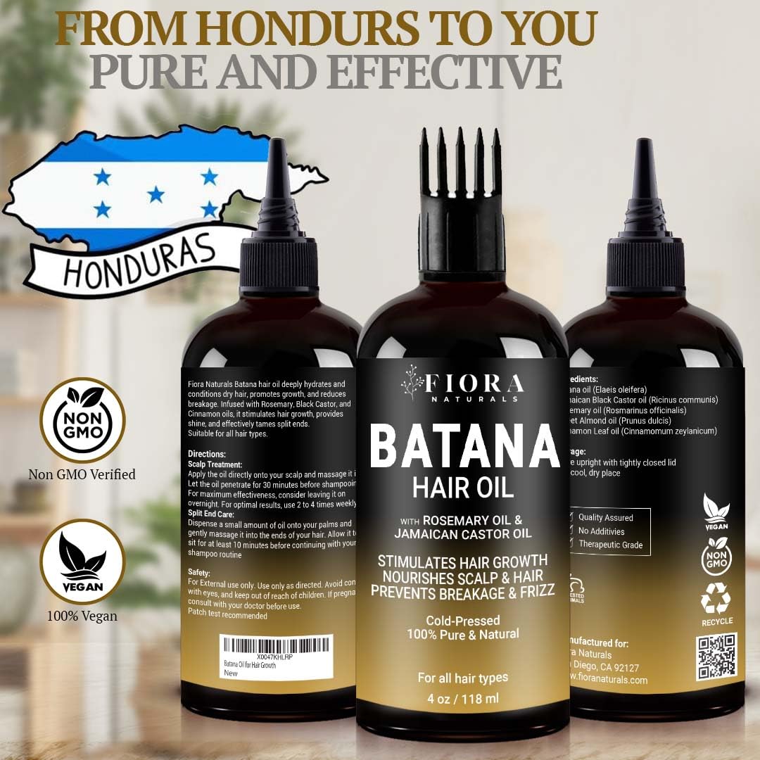 Batana Rosemary Oil For Hair Growth - Dr Sebi Organic Hair Growth Oil For Thickening, Deep Conditioning & Scalp Stimulation, Honduras Pure Dr Truth Blend for Men & Women, 4 oz