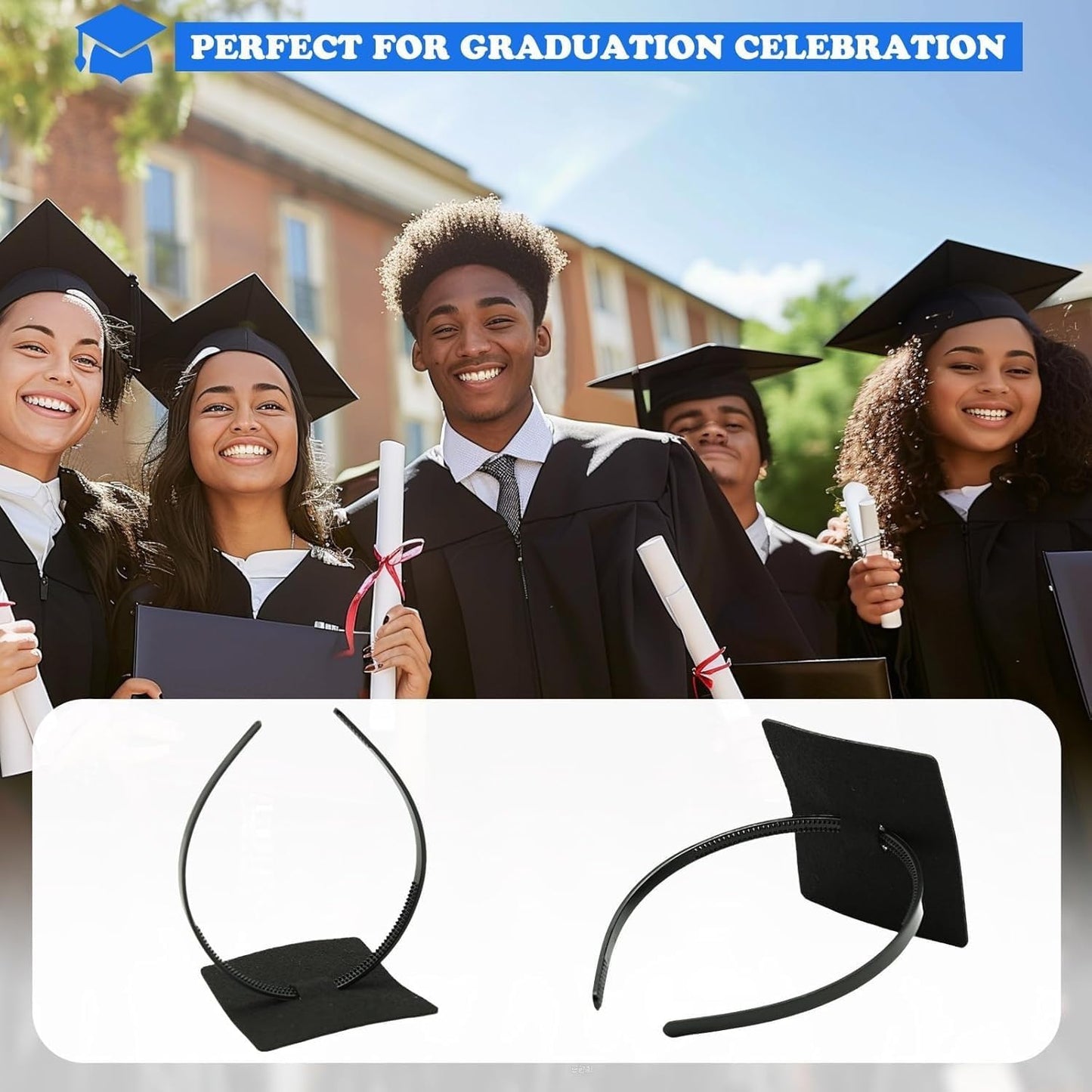 Graduation Cap Headband Insert - Firm Anti-Fall Hairband for Grad Hats | Accessory for Students & Women