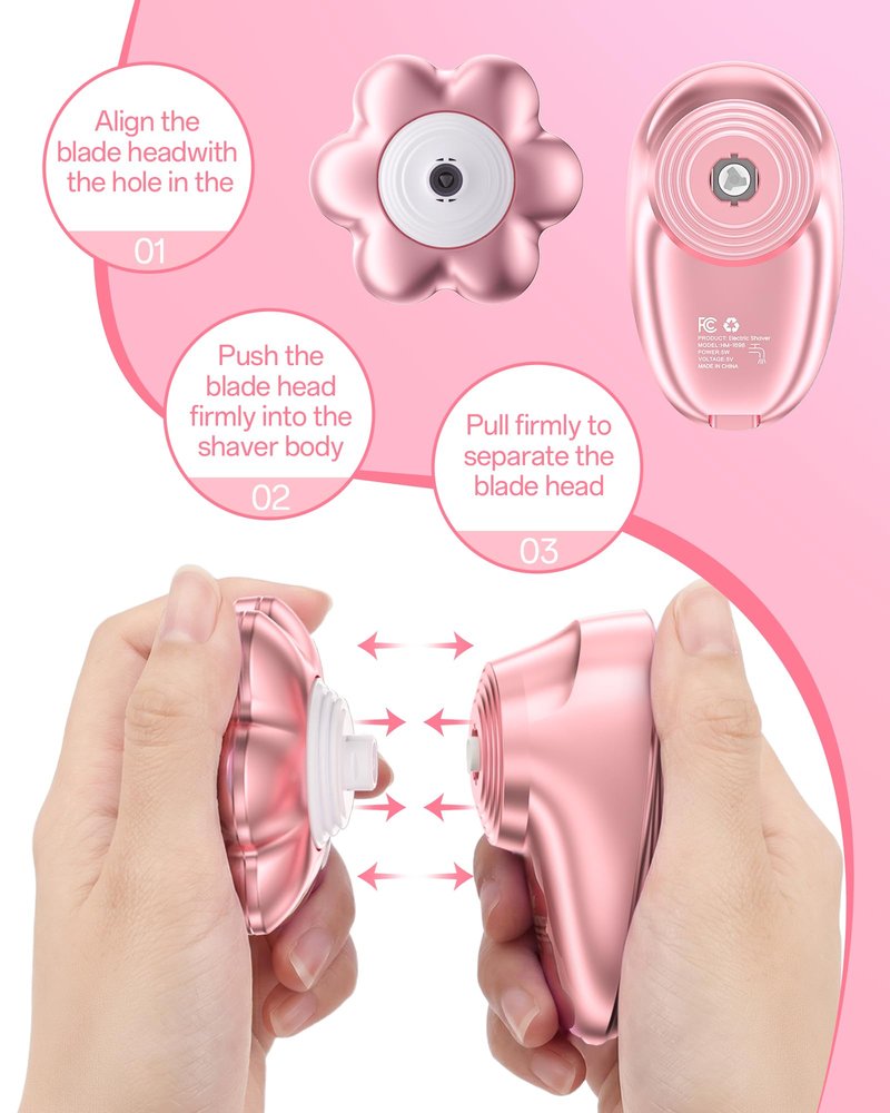 5-in-1 Electric Razors for Women, 7D Magnetic Heads Full Body Shaver, Waterproof Wet Dry Hair Remover with LED Display, Rechargeable Bikini Trimmer for Underarms, Face, Legs, Lips, Arms (Pink)