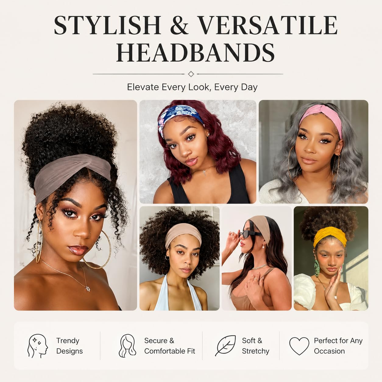 Kachanaa Boho Criss Cross Headbands for Women Vintage Bandana Headbands Hair Band Head Wrap