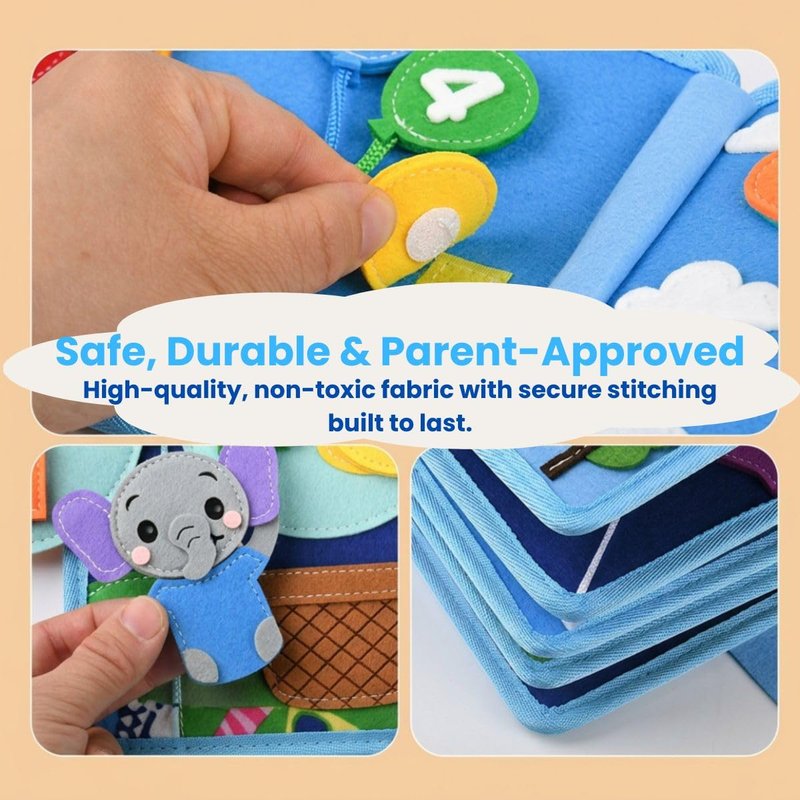 Bright Keiki Busy Book for Toddlers 1–3 – Montessori Busy Board & Educational Toys for 2 Year Old – Away We Go Travel Activity Book