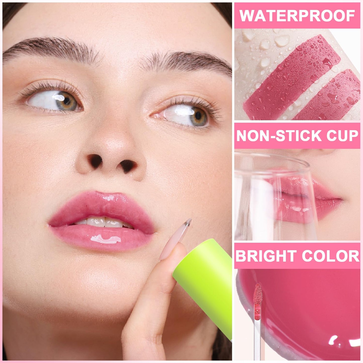Hydrating Lip Oil Set - 6 PCS Big Brush Head Gloss | Nourishing, Non-Sticky, Long-Lasting Shine