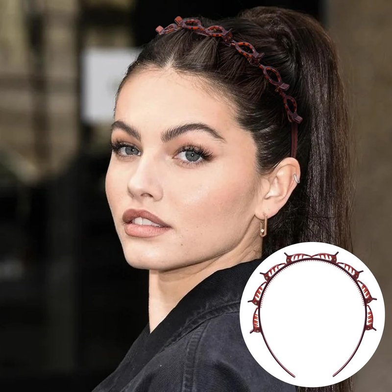 Butterfly Hair Clips Headband Set - 2 Pcs with 8 Non-Slip Clips for Women | Black & Brown