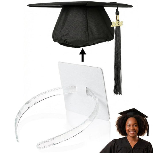 Graduation Cap Headband Insert - Firm Anti-Fall Hair Band for Secure Hairstyle | Clear, 1 Pack