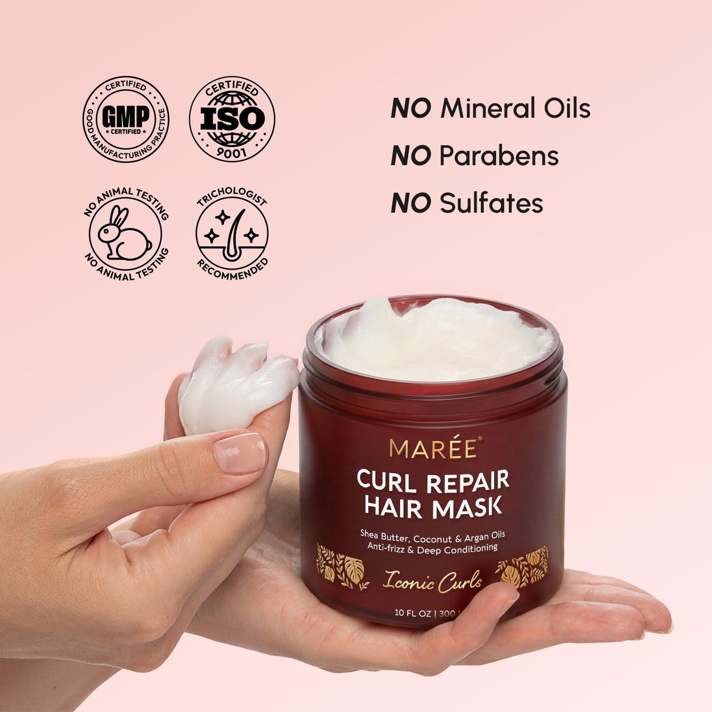 Deep Conditioning Hair Mask for Damaged Hair - Keratin Treatment for Hydration & Repair | 10 Fl Oz, Beige