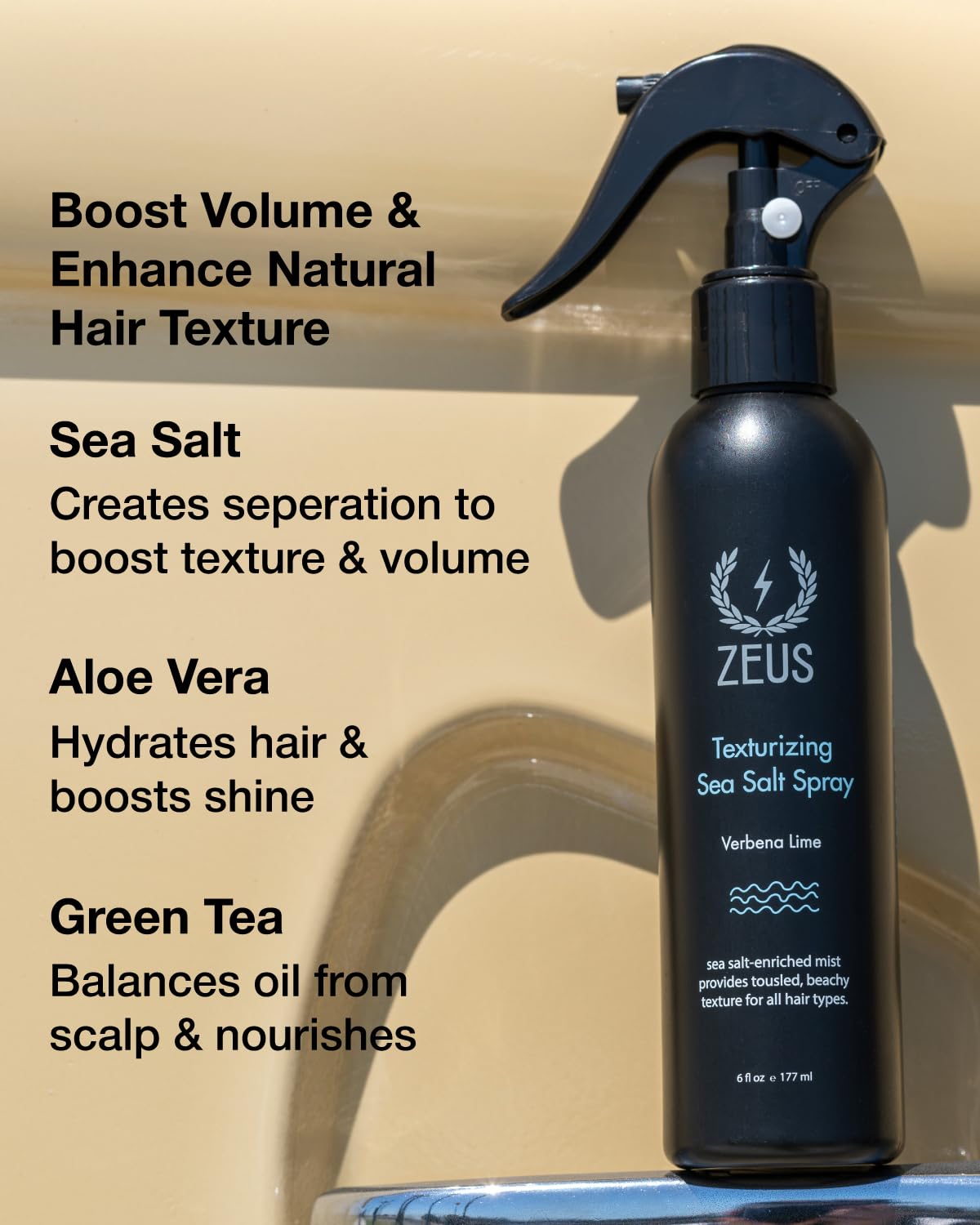 ZEUS Texturizing Sea Salt Hair Spray, Professional Volumizing & Styling Mist, Enhance Texture & Volume for Effortless Beachy Hair & Beard, Lightweight Hold & Matte Finish (Made in USA)