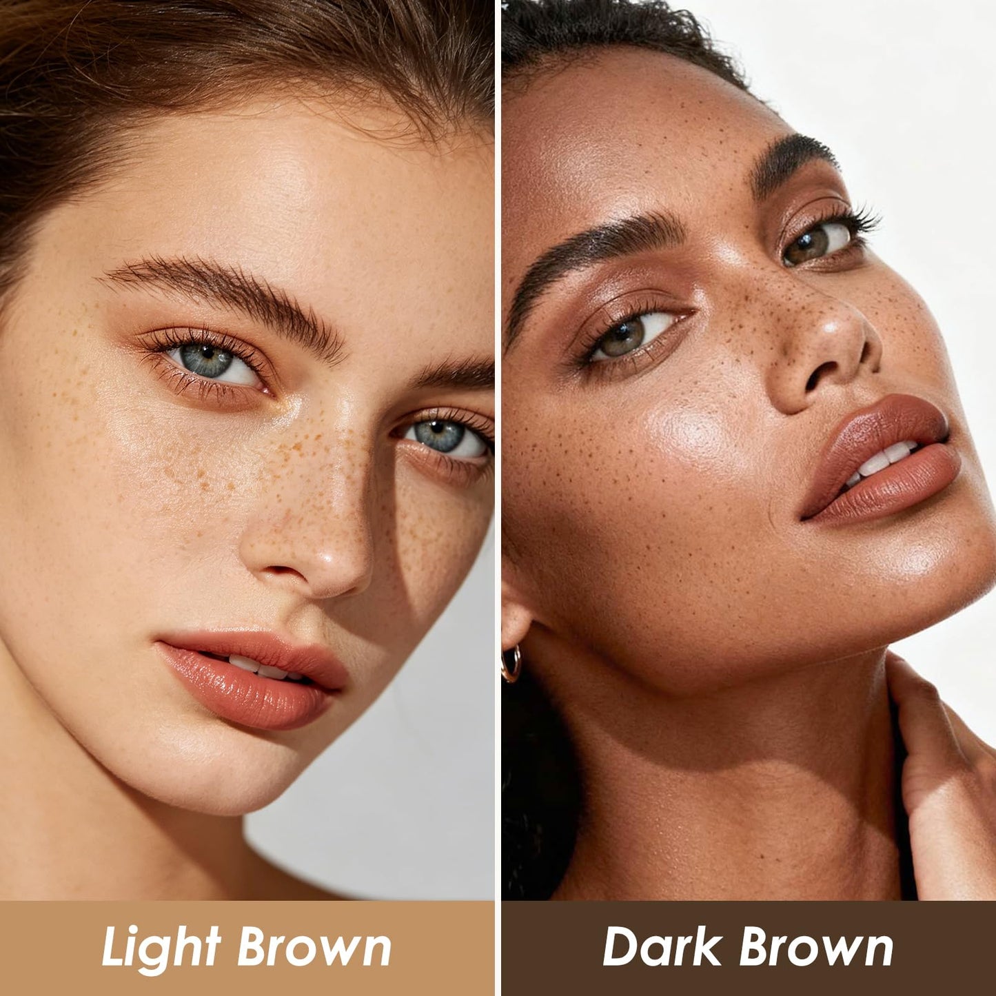 KYDA 2 Colors Freckle Pen,Natural Lifelike Freckle Makeup, Waterproof Longlasting Soft Dot Sopt Pen, Sunkissed Makeup-Dark Brown&Light Brown