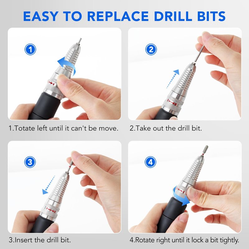 Nail Drill Handpiece for Super UP200, 35000RPM Professional Electric Nail File Handle Replacement 3 Pins for Manicure Art Tool, Low Noise and Smooth (Only Handpiece)