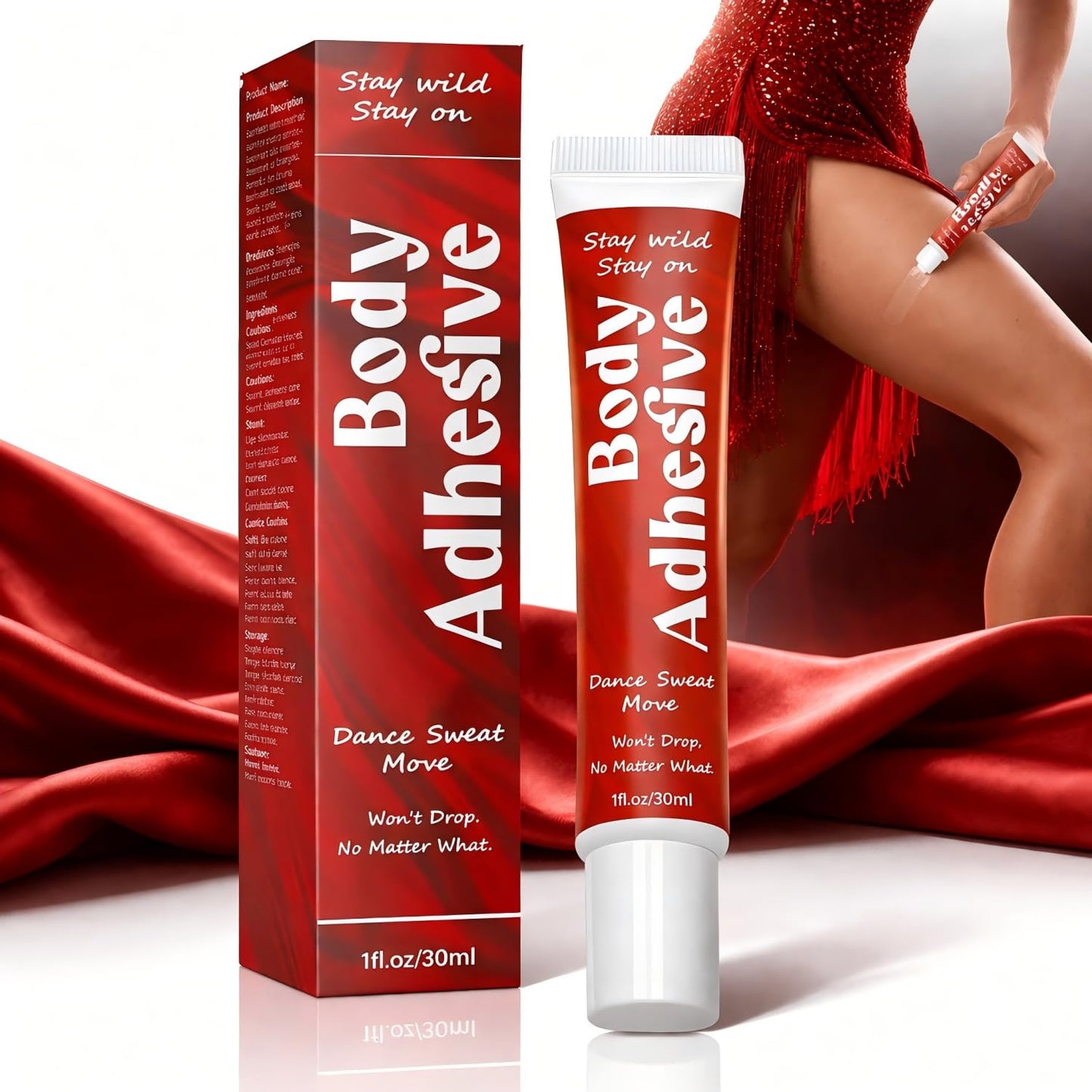 Body Glue Adhesive for Clothes and Skin, Liquid Butt Adhesive for Dancers, Fashion Tape Alternative for Low-Cut Styles for Women's Bras, Wigs, Stockings, Compression Stockings, Leotards, Costumes