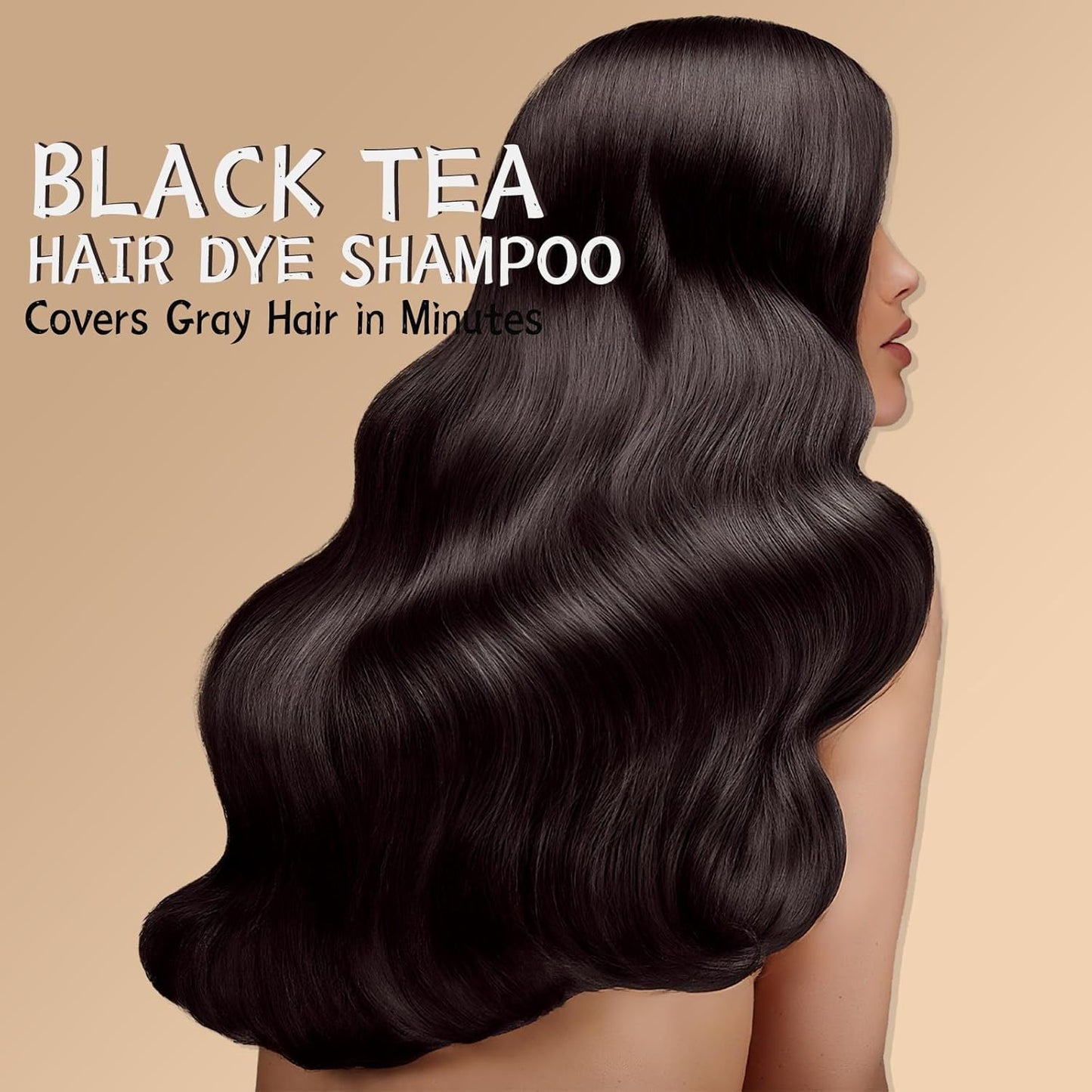 Black Tea Hair Dye Shampoo - 3-in-1 Natural Color for Gray Hair | Herbal Ingredients, 500ml