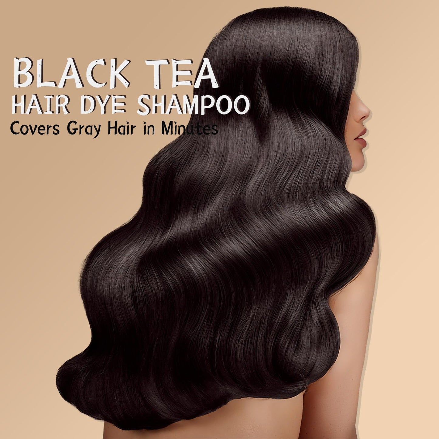 Black Tea Hair Dye Shampoo 3 in 1 for Gray Hair, Long-lasting & Natural Hair Color Shampoo, Herbal Ingredients Natural Shampoo Hair Dye Effect in Minutes, Gifts for Men Women 500ml