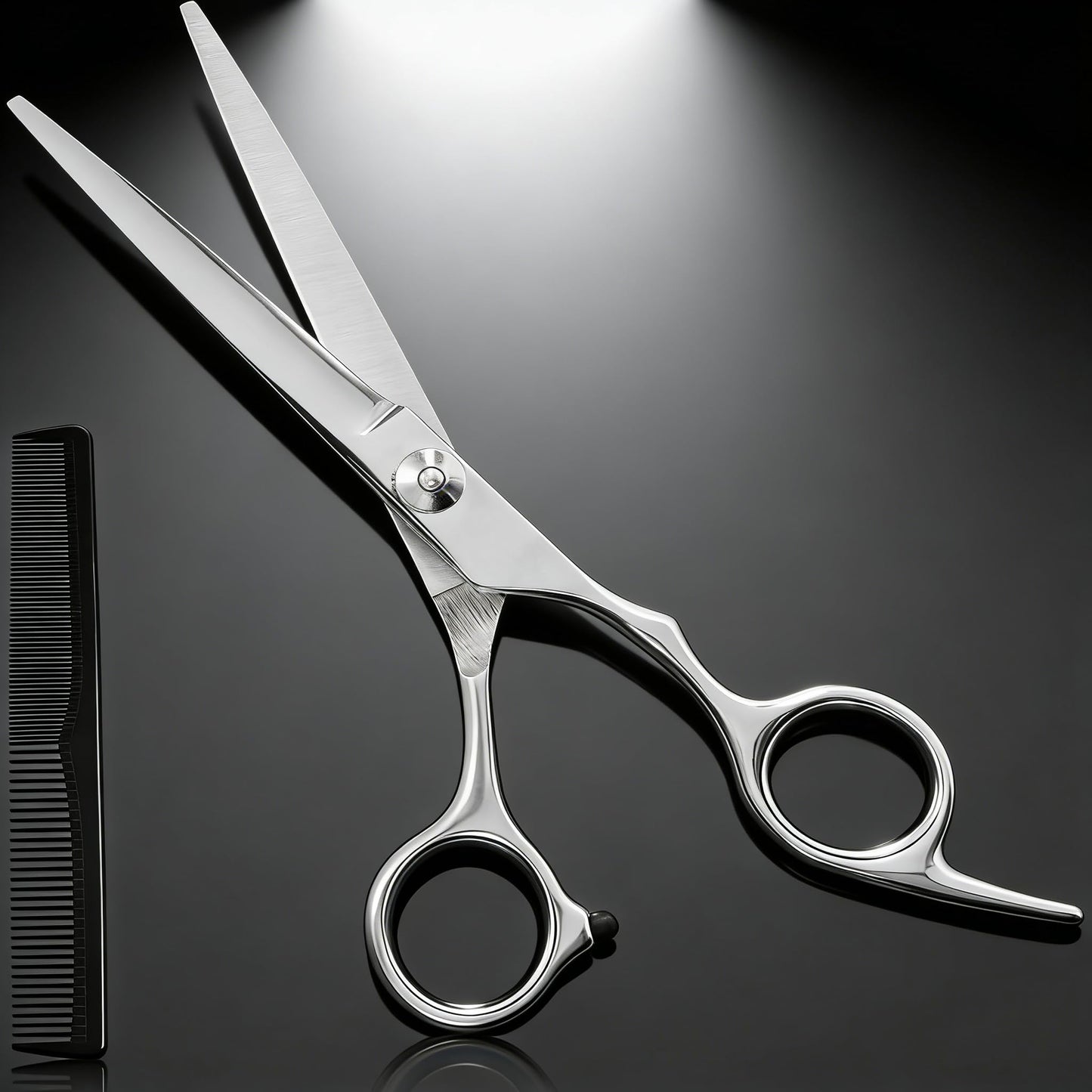 2-Pcs Hair Scissors Set, 6.5-inch Stainless Steel Hair Cutting Scissors Shears and 1 Comb for Pet, Men, Women
