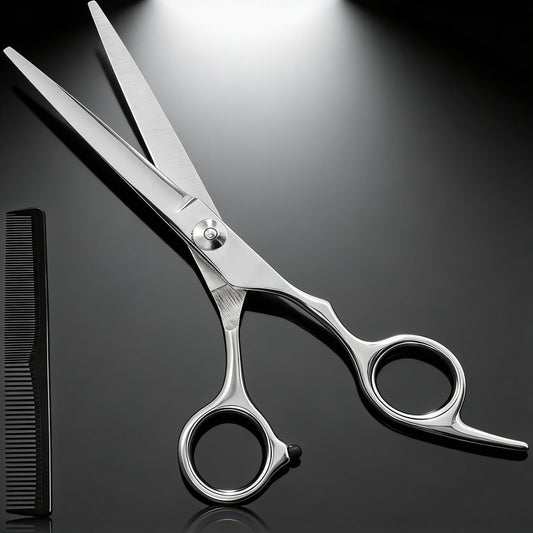 2-Pcs Hair Scissors Set, 6.5-inch Stainless Steel Hair Cutting Scissors Shears and 1 Comb for Pet, Men, Women