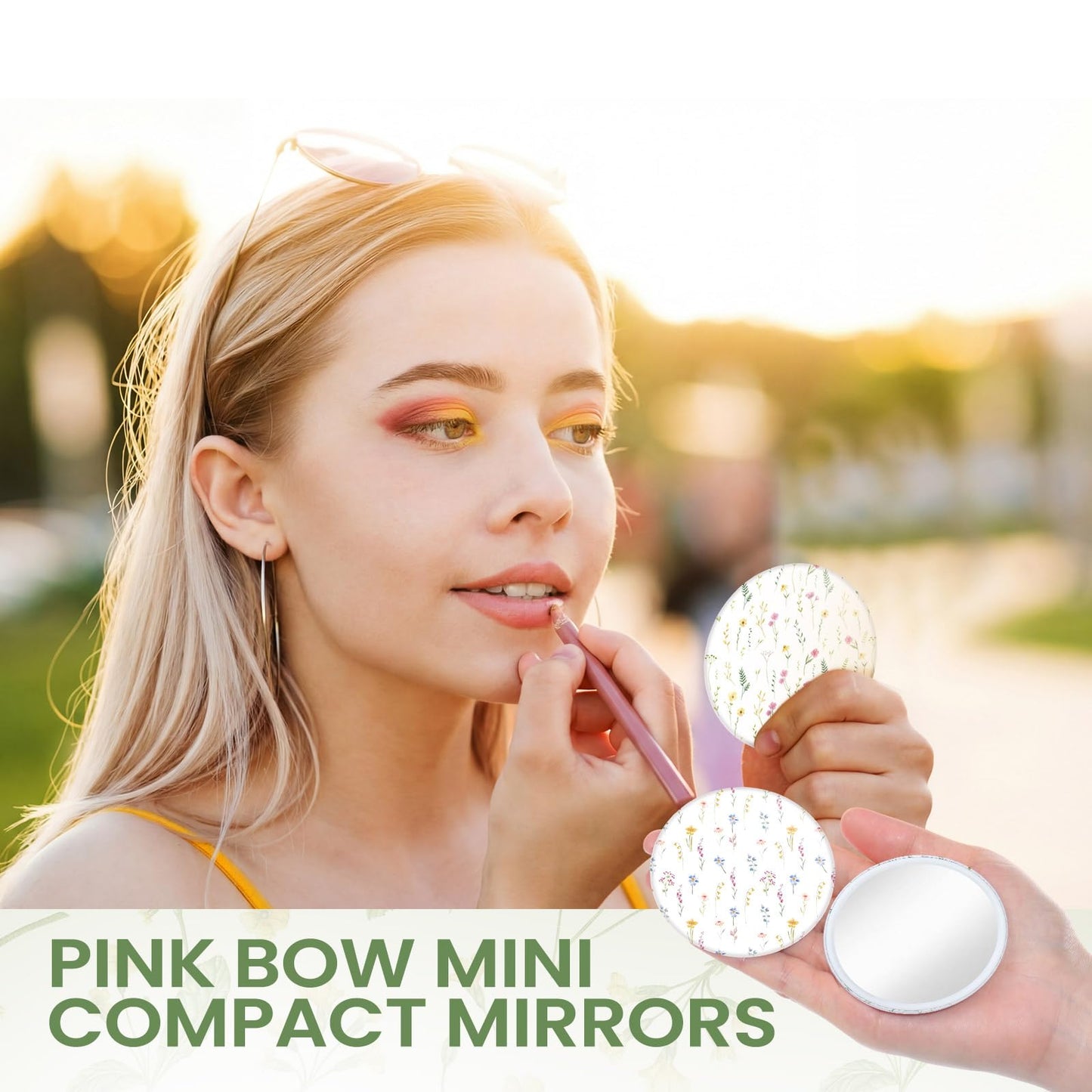 Briwooody 20 Pcs Wildflower Compact Mirrors Bulk for Women 2.75 in Round Makeup Mirror Party Favors Gifts for Women Friend Mother Birthday Bridal Shower Tea Party Decor