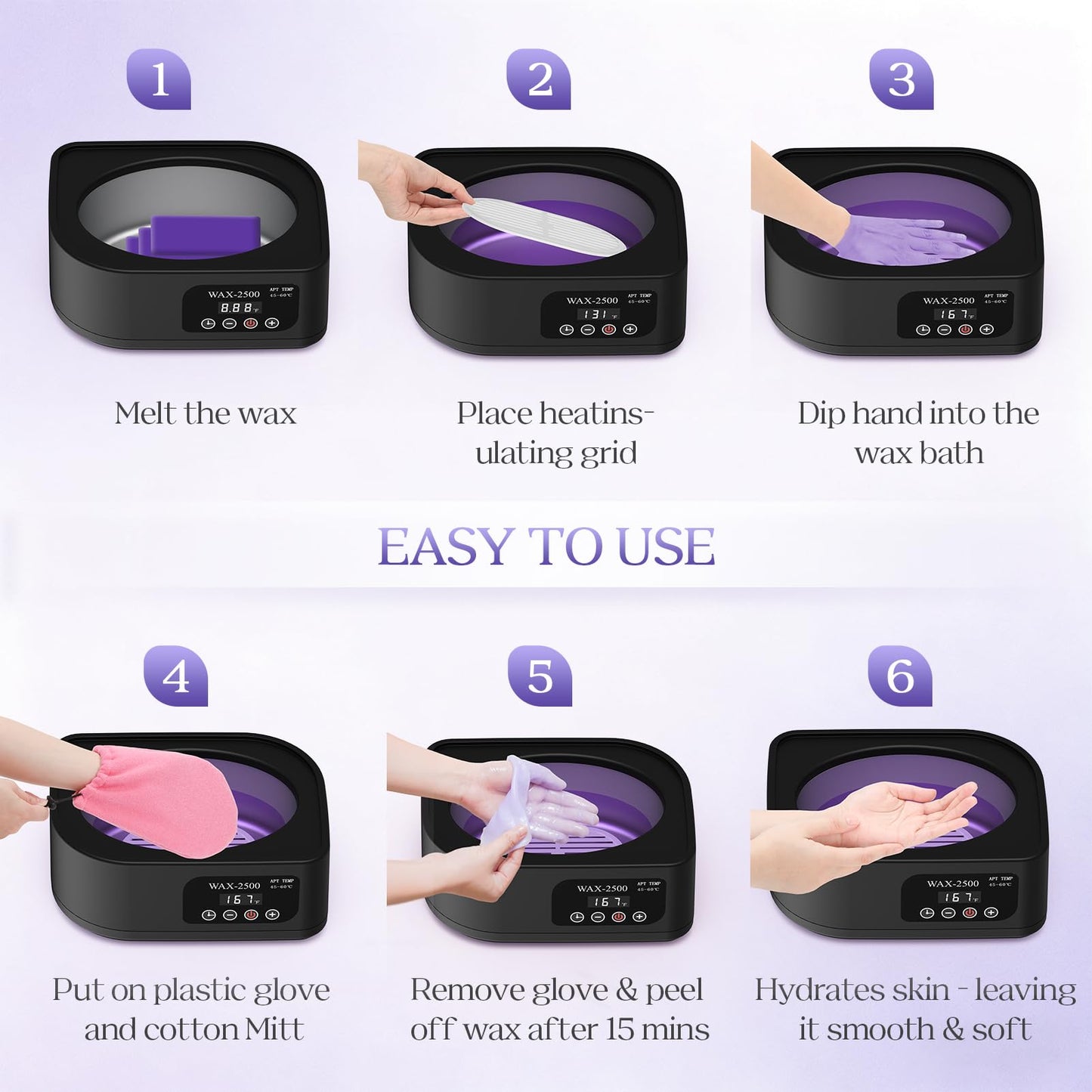 Paraffin Wax Refills, 10 Pack Lavender Scented Paraffin Wax Blocks for Paraffin Bath, Paraffin Wax Machine Refills for Hand Feet Skin Deep Hydration, Daily Stress, Pain Relief