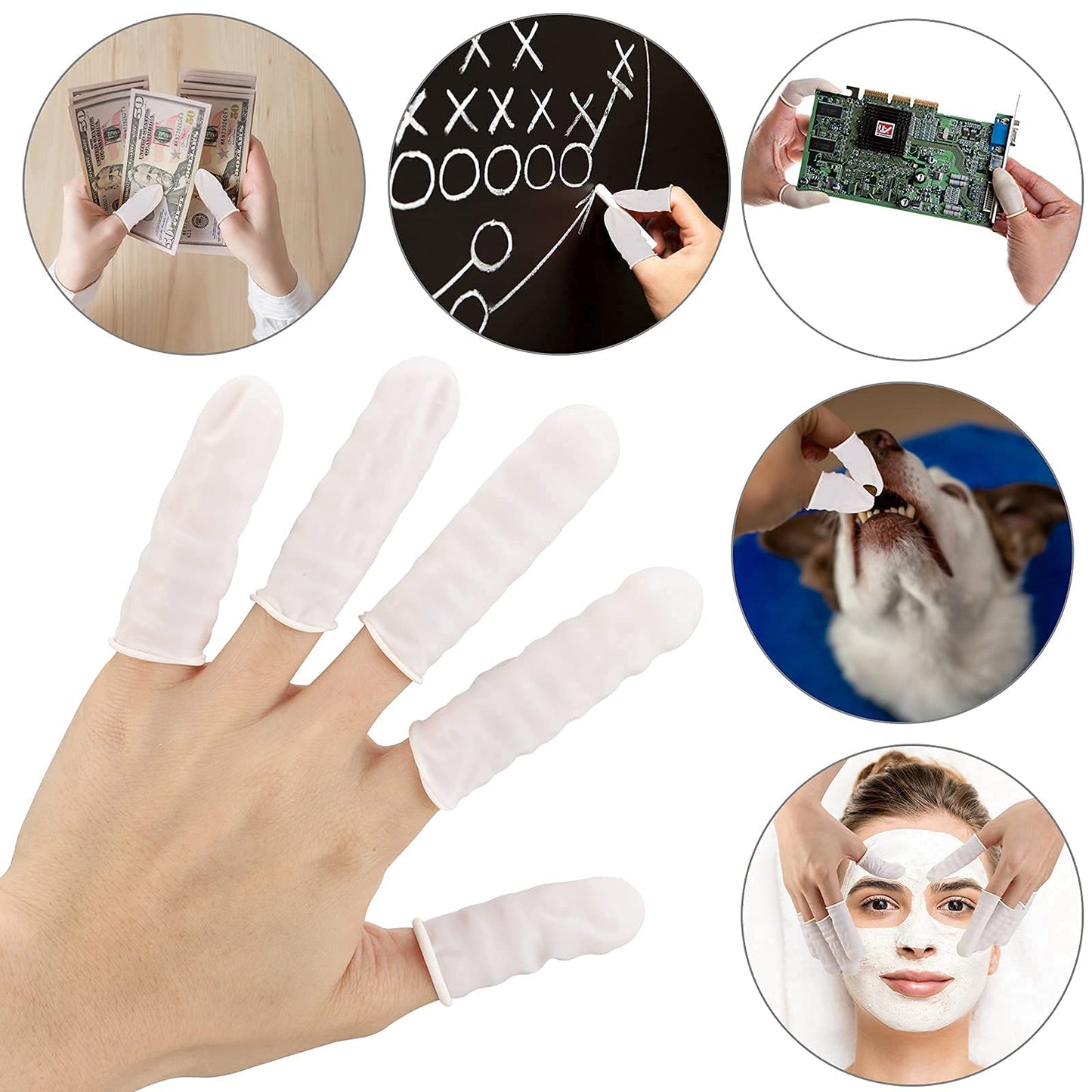 BTYMS 400 Count Latex Finger Cots Medium Fingertip Gloves Disposable Finger Rubber Tips Protector Anti-Static