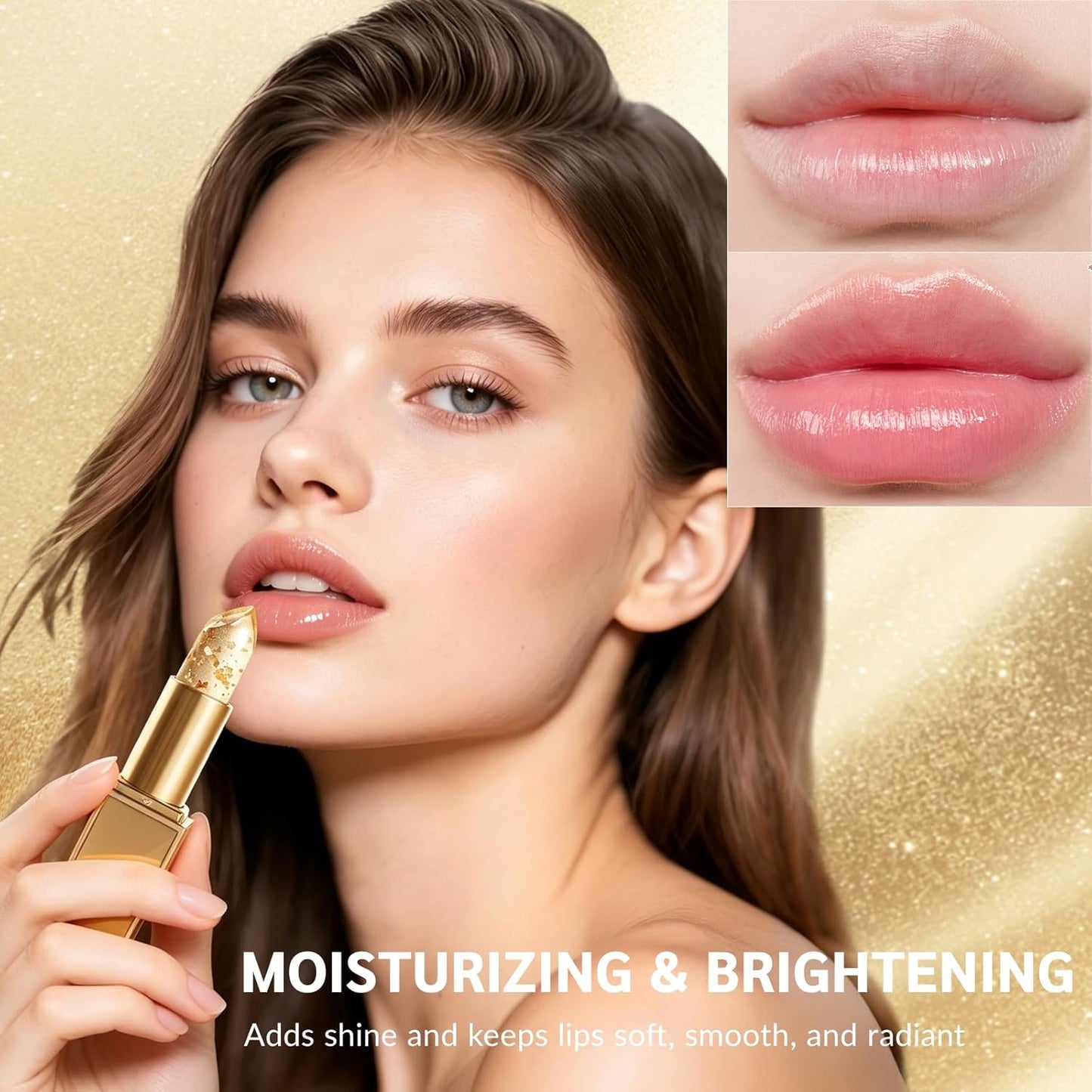 Color-Changing pH Lipstick - Long-Lasting, Transfer-Proof & Nourishing | Moisturizing Balm with Clear Gold Foil