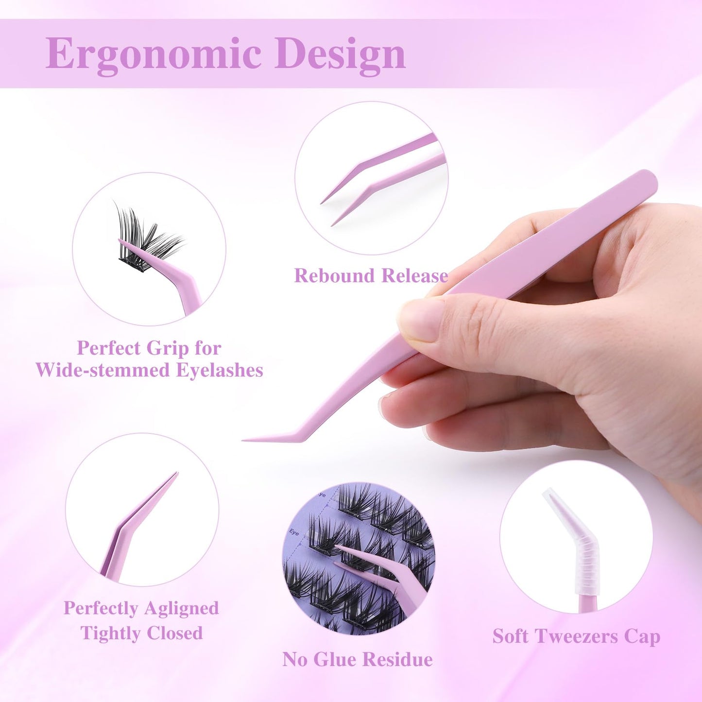 NAGARAKU DIY Cluster Lashes Tweezers, NS-01 Non-stick DIY Tweezer Eyelash Applicator Nano Anti-Stick Coating Precision Pinzas Light Ergonomic for Flawless DIY Lash Extensions Makeup