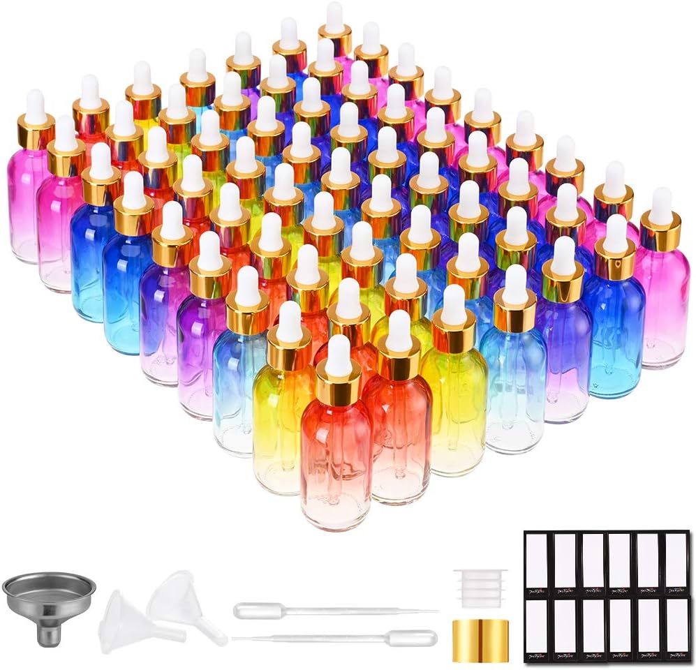 Glass Eye Dropper Bottles - 24 Pack 0.5oz Amber Leakproof Bottles with Golden Caps | Perfect for Essential Oils, Tinctures, Travel