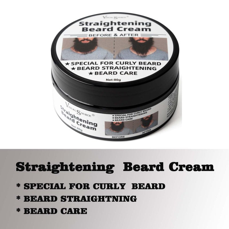 visualsource Straightening Beard Cream, 2.8oz Effective Styling Conditioner Mustache Cream Supplies To Straighten Reducing Frizz Coarse Moisturizing Softening Natural