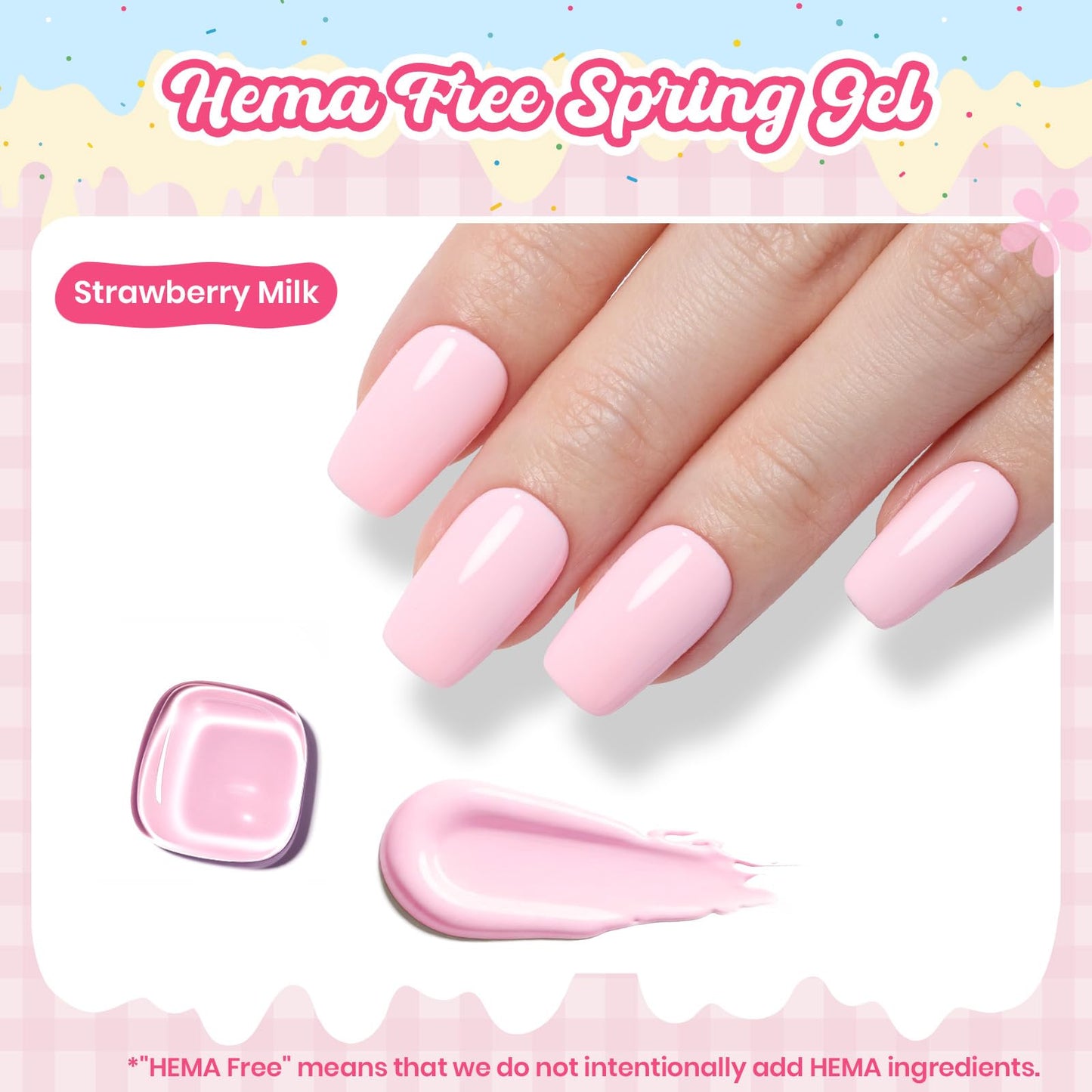 Beetles Pink Gel Polish, Strawberry Milk, Light Pink Gel Nail Polish