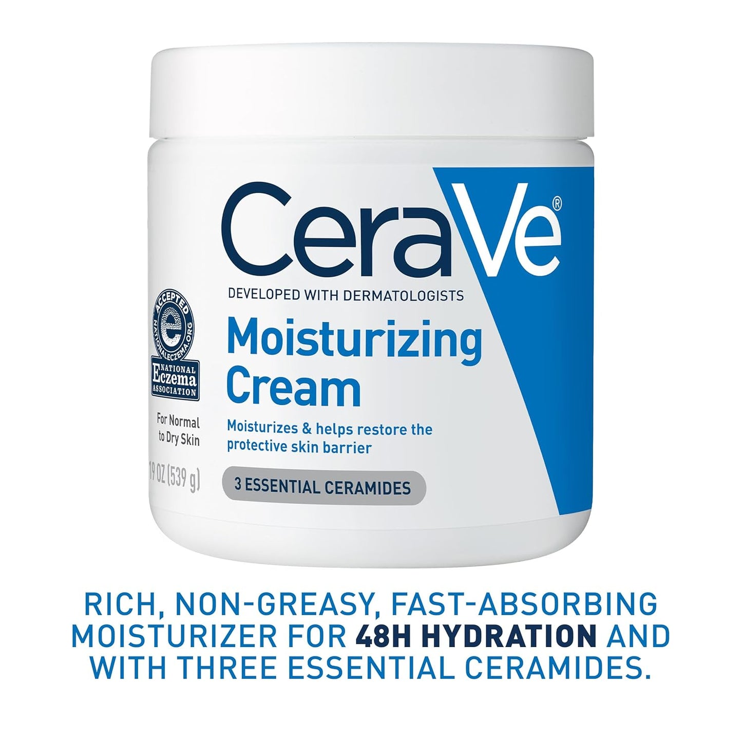 CeraVe Moisturizing Cream - Hydrating Body & Face Moisturizer with Hyaluronic Acid | 19 Ounce, Oil-Free, Fragrance-Free