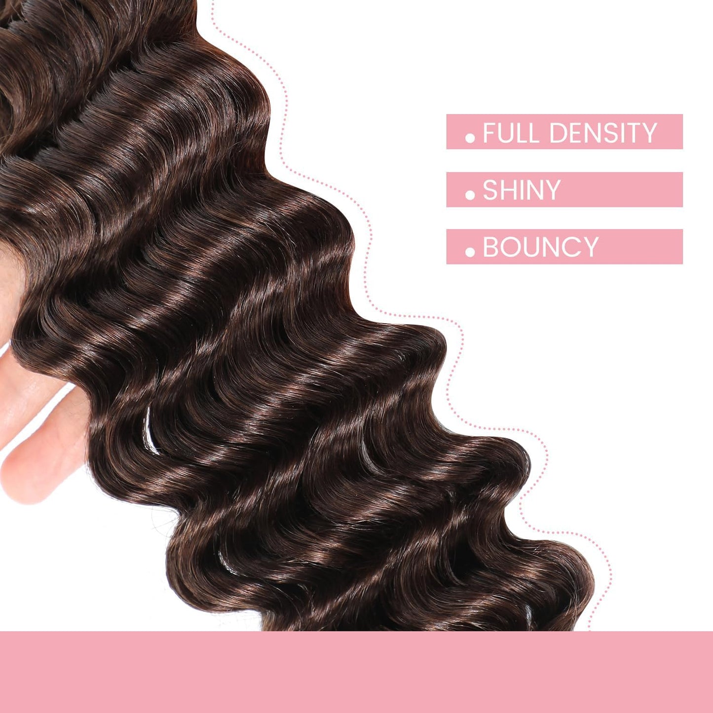 #4 Chocolate Human Hair Braiding Hair For Boho Braids 18 18 18 Inch Brown Deep Wave Bulk Human Hair Unprocessed Brazilian Virgin Hair 3 Bundle 50 Gram Per Bundle No Weft Extensions