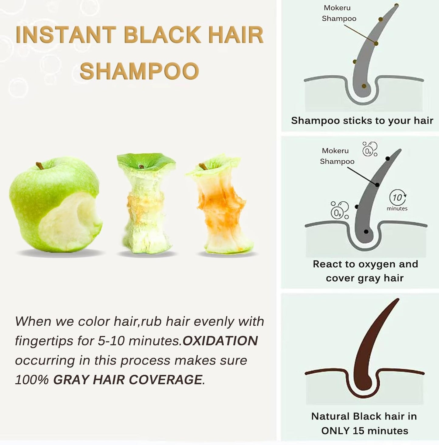 Instant Black Hair Shampoo for Gray Hair - Herbal 3-in-1 Dye for Men & Women | 16.90 Fl Oz